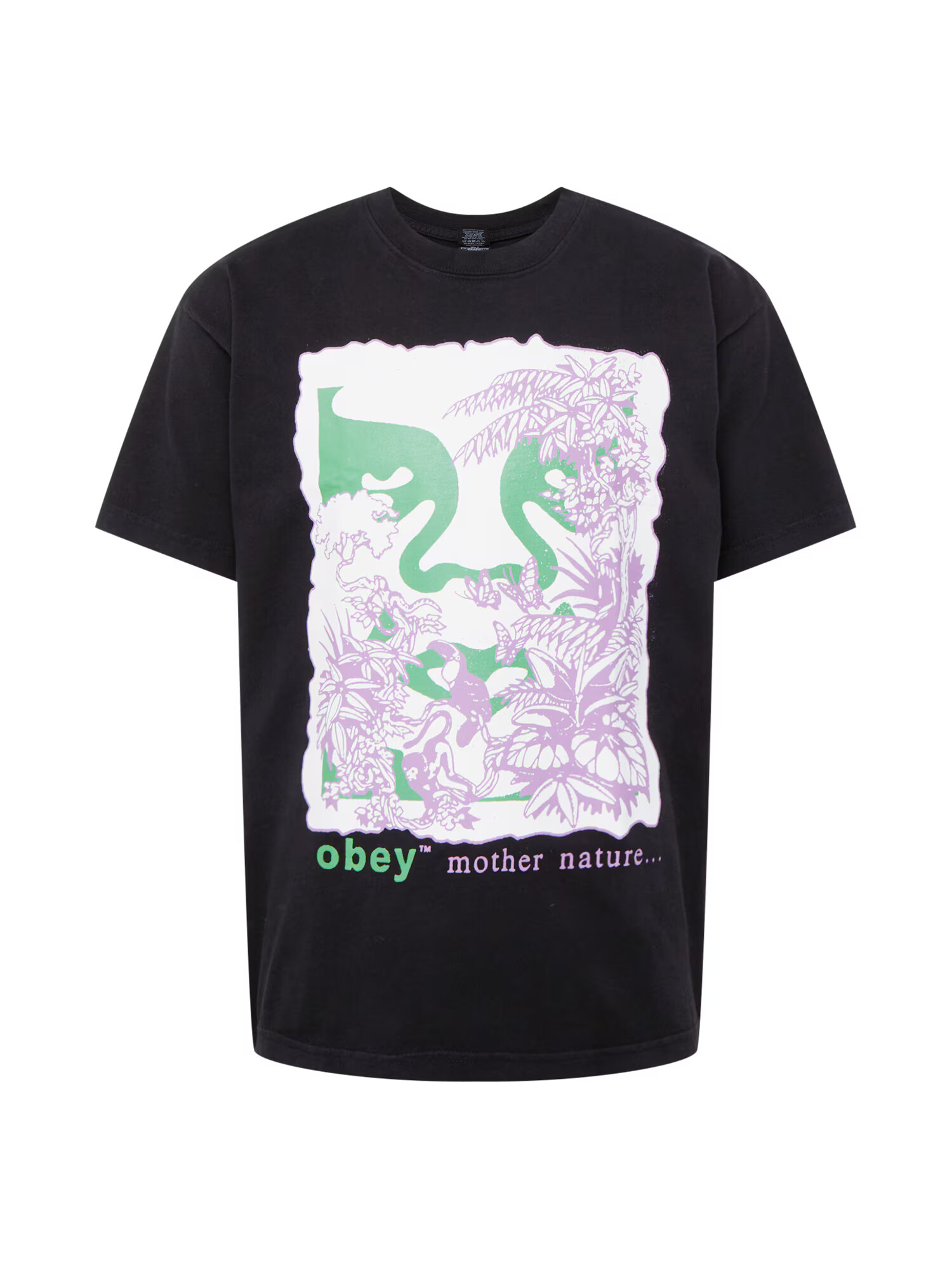 Obey Tricou 'MOTHER NATURE' verde / mov deschis / negru / alb - Pled.ro