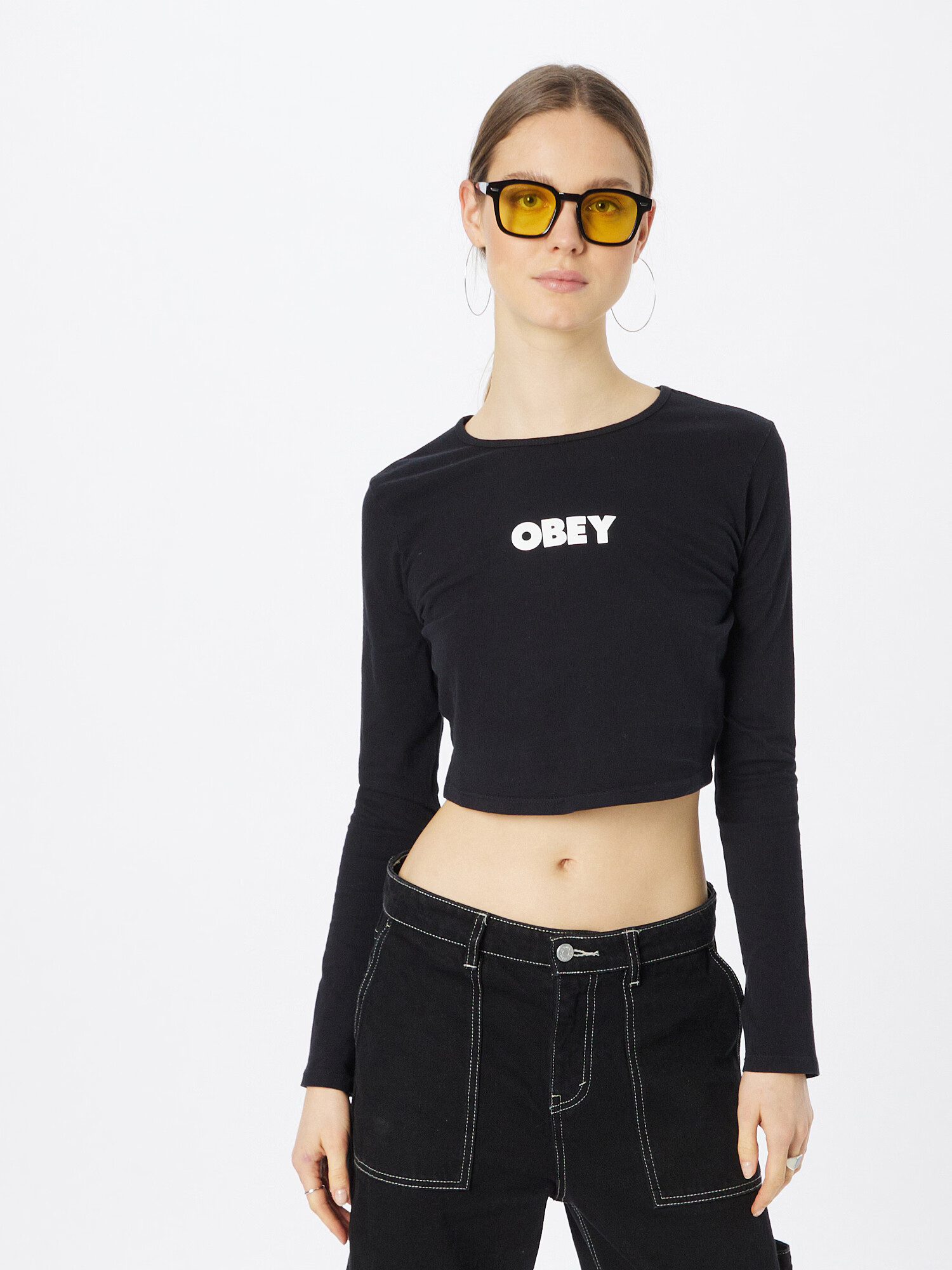 Obey Tricou negru / alb - Pled.ro