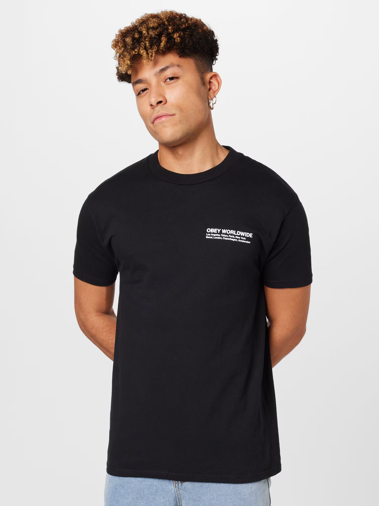 Obey Tricou negru / alb - Pled.ro