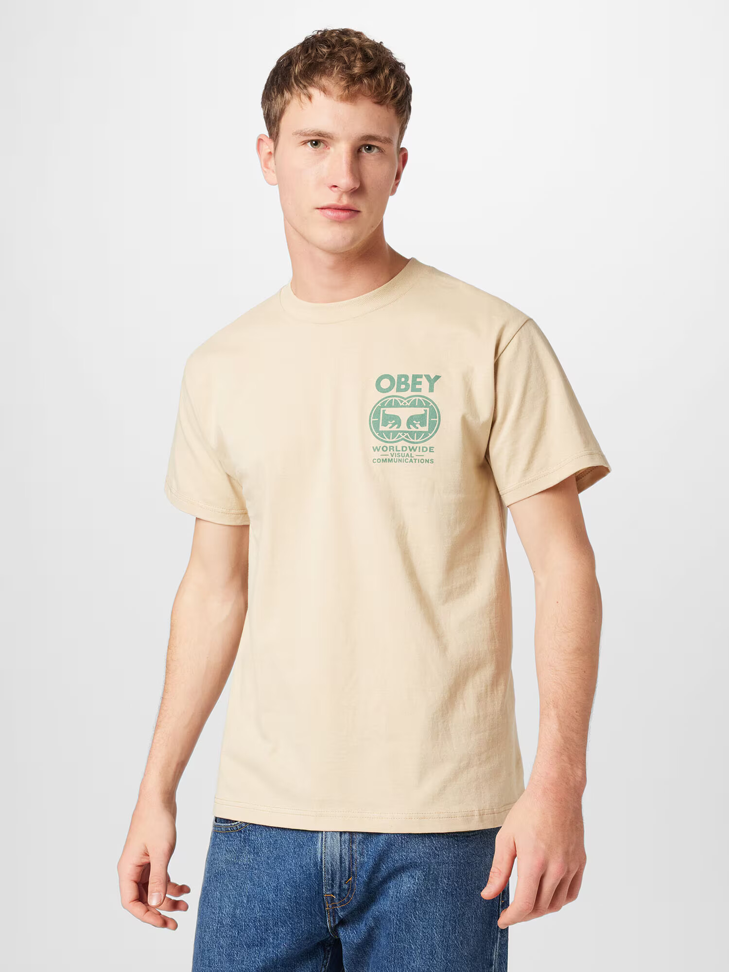 Obey Tricou nisipiu / verde / mov liliachiu - Pled.ro