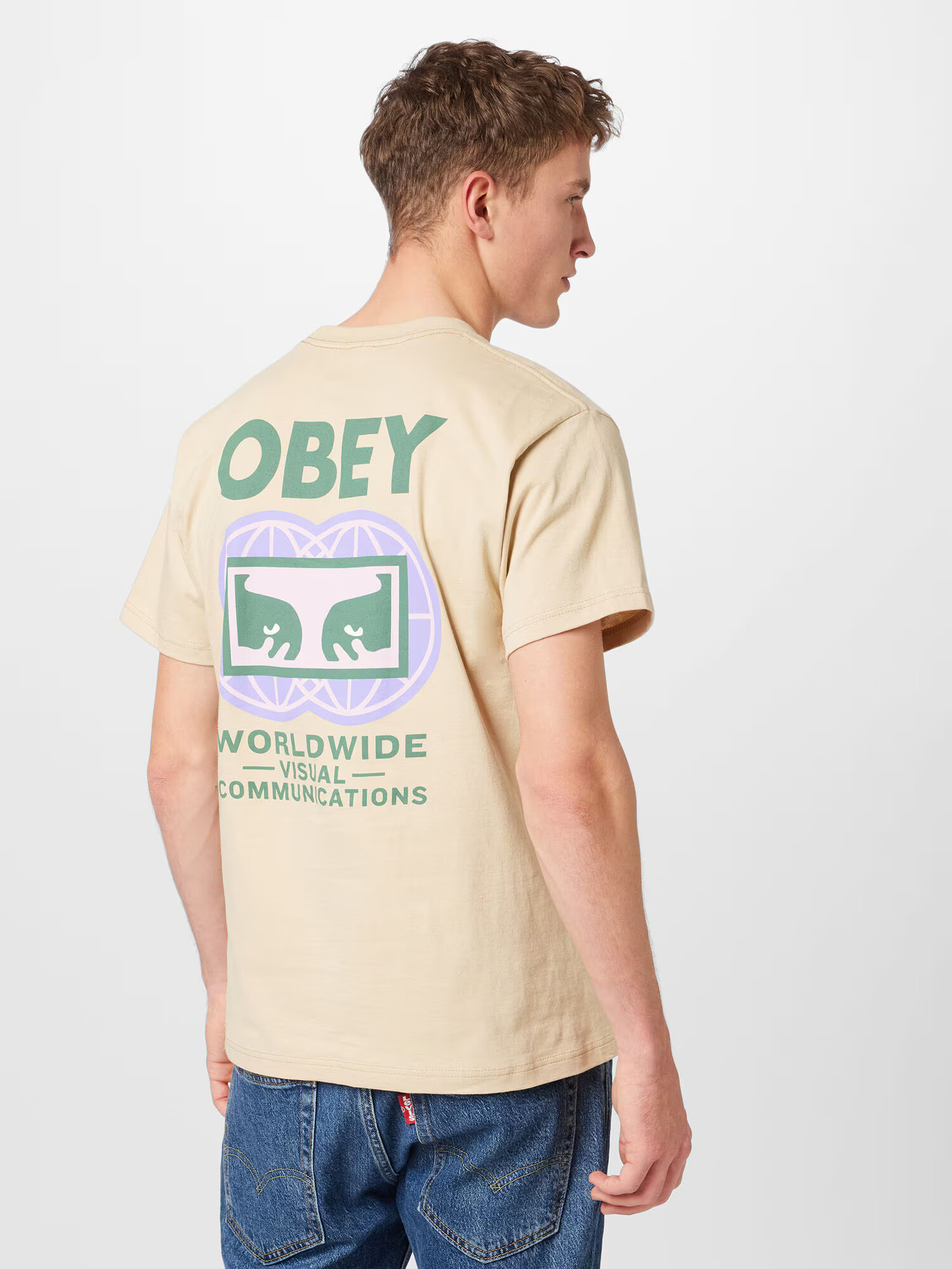 Obey Tricou nisipiu / verde / mov liliachiu - Pled.ro