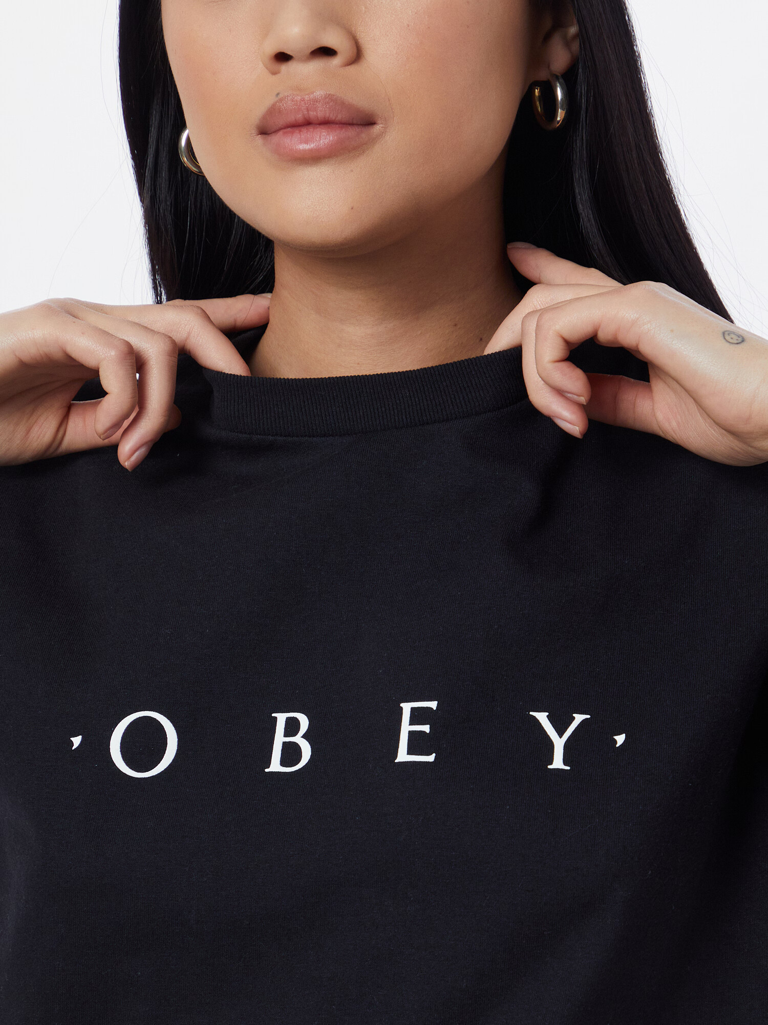 Obey Tricou 'NOVEL' negru / alb - Pled.ro