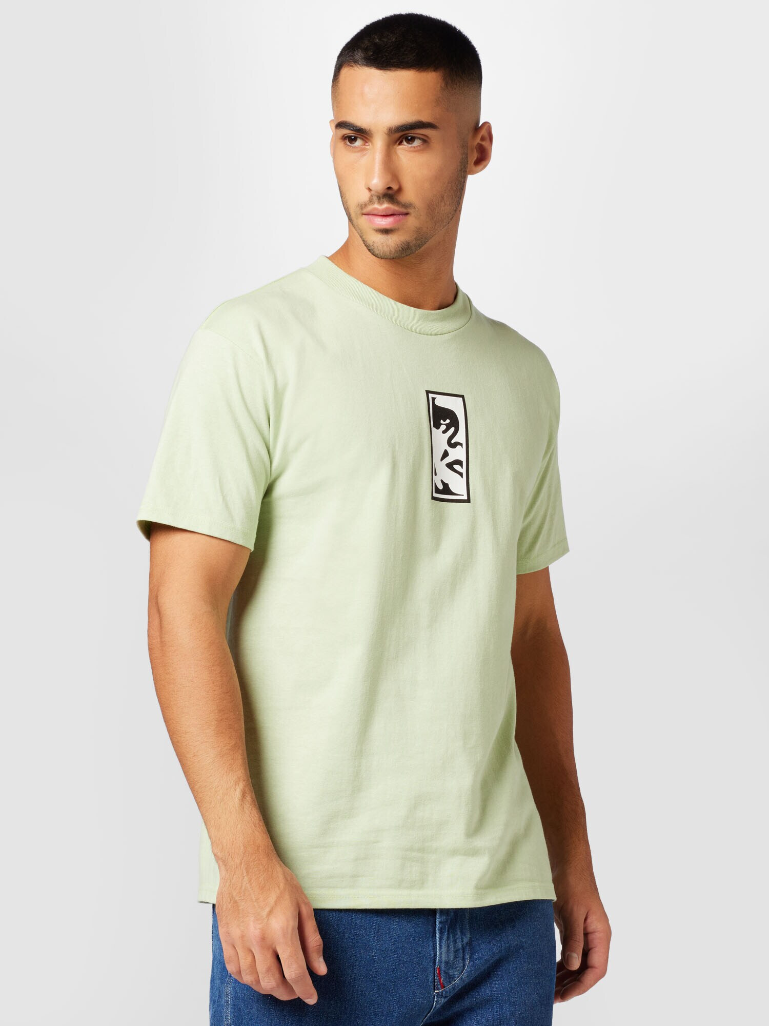 Obey Tricou 'POWER & EQUALITY' verde pastel / negru / alb - Pled.ro