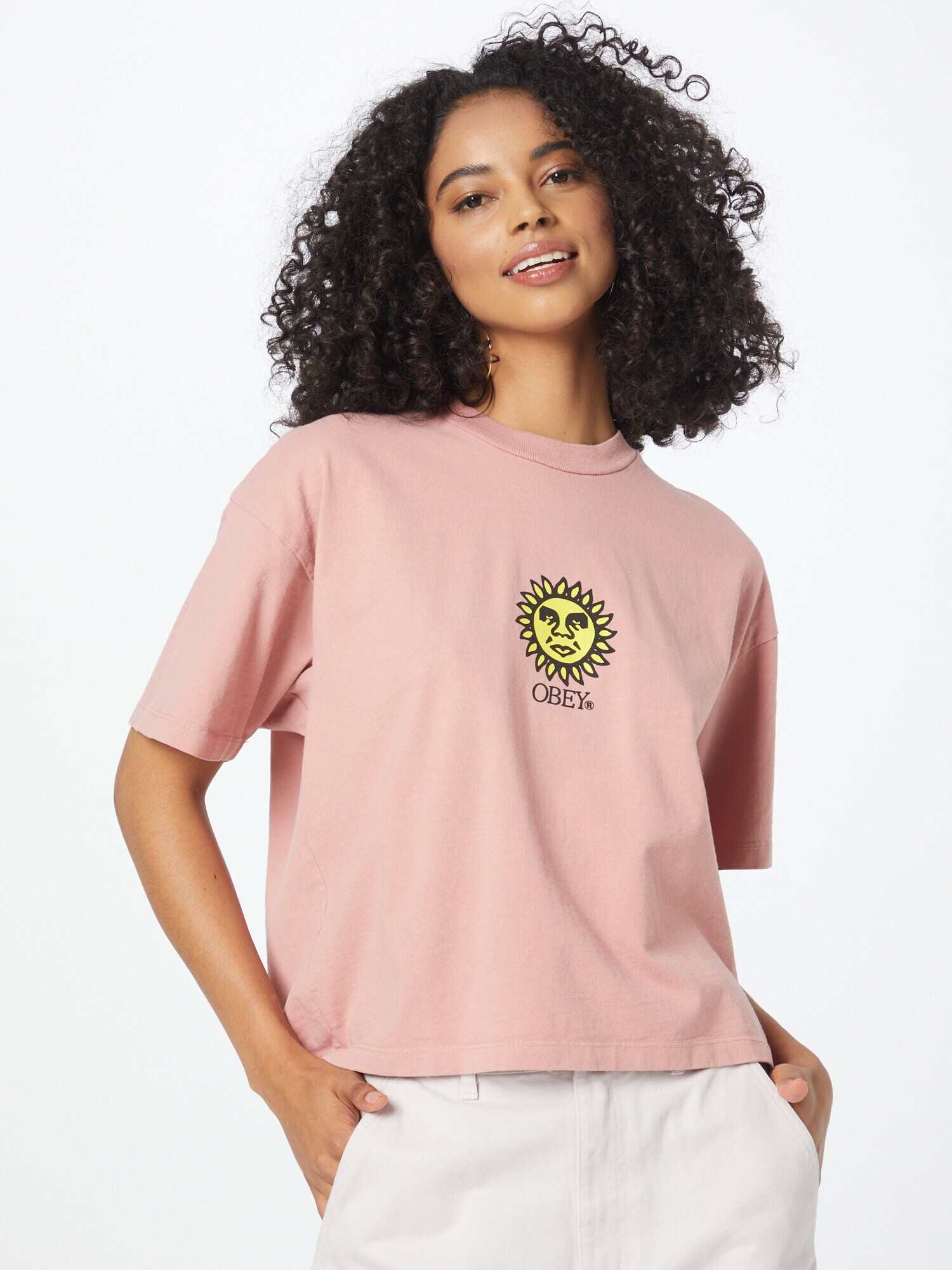 Obey Tricou ' Sunshine' galben / roz / negru - Pled.ro