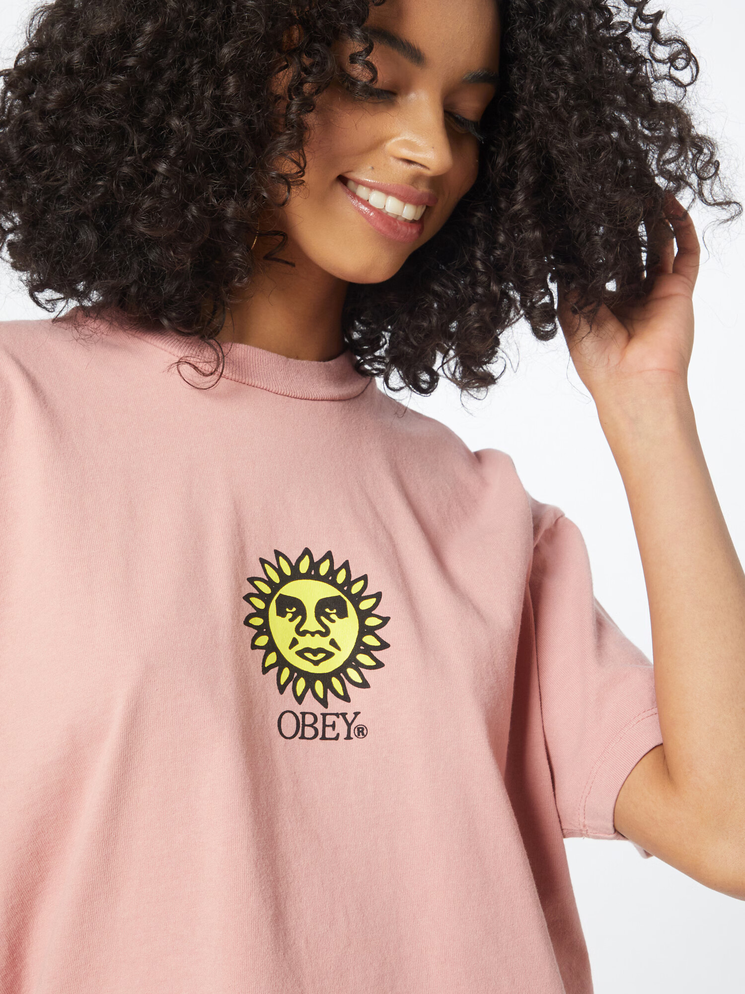 Obey Tricou ' Sunshine' galben / roz / negru - Pled.ro