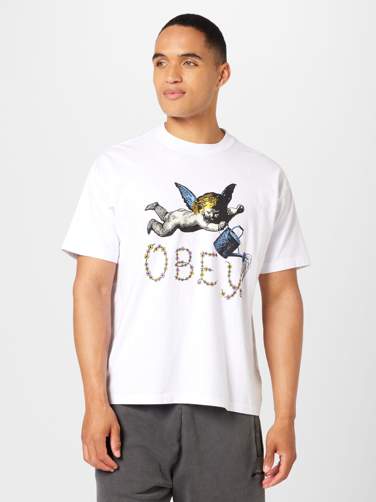 Obey Tricou turcoaz / galben deschis / mov deschis / alb - Pled.ro