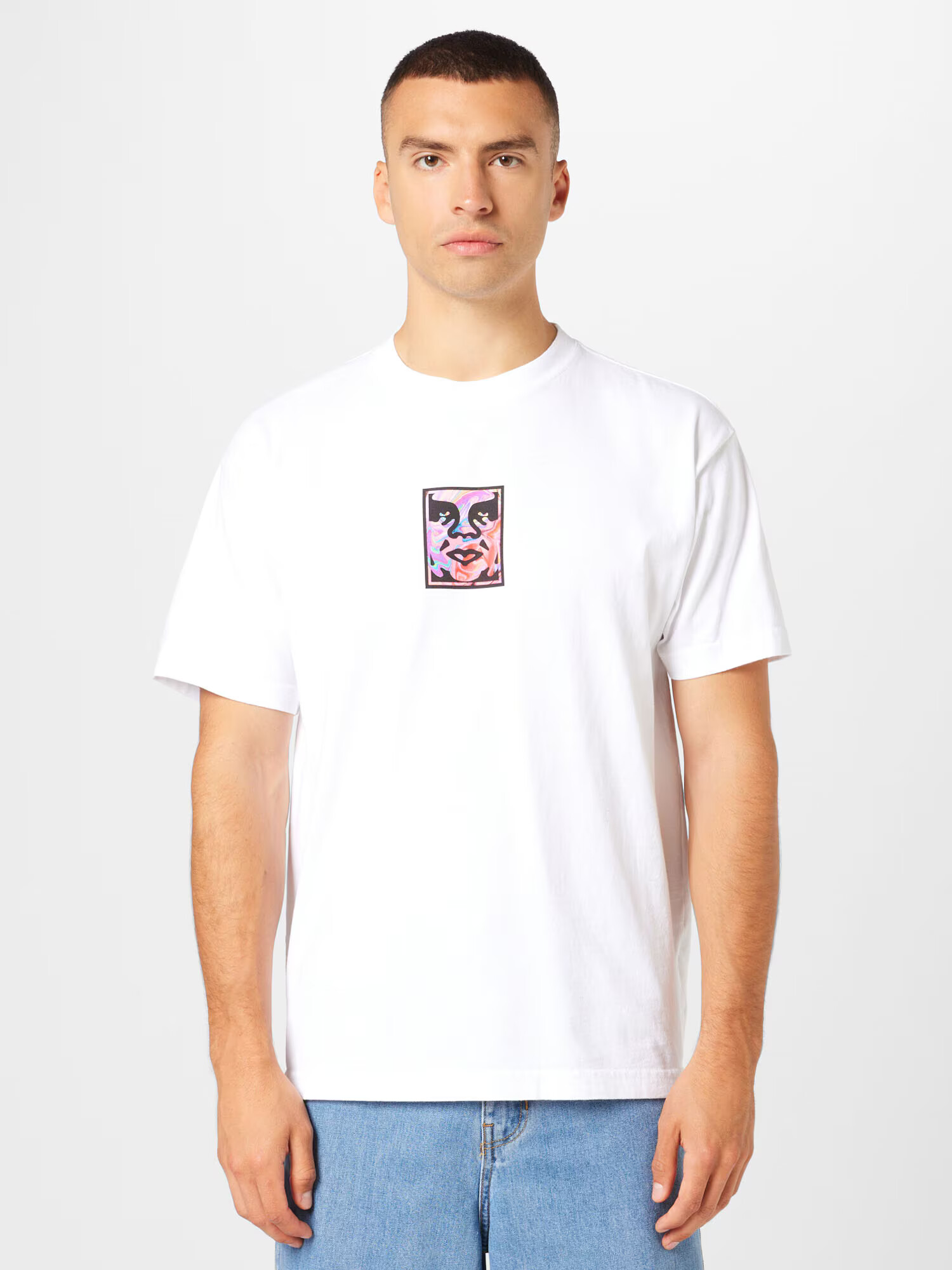 Obey Tricou turcoaz / mov liliachiu / negru / alb - Pled.ro