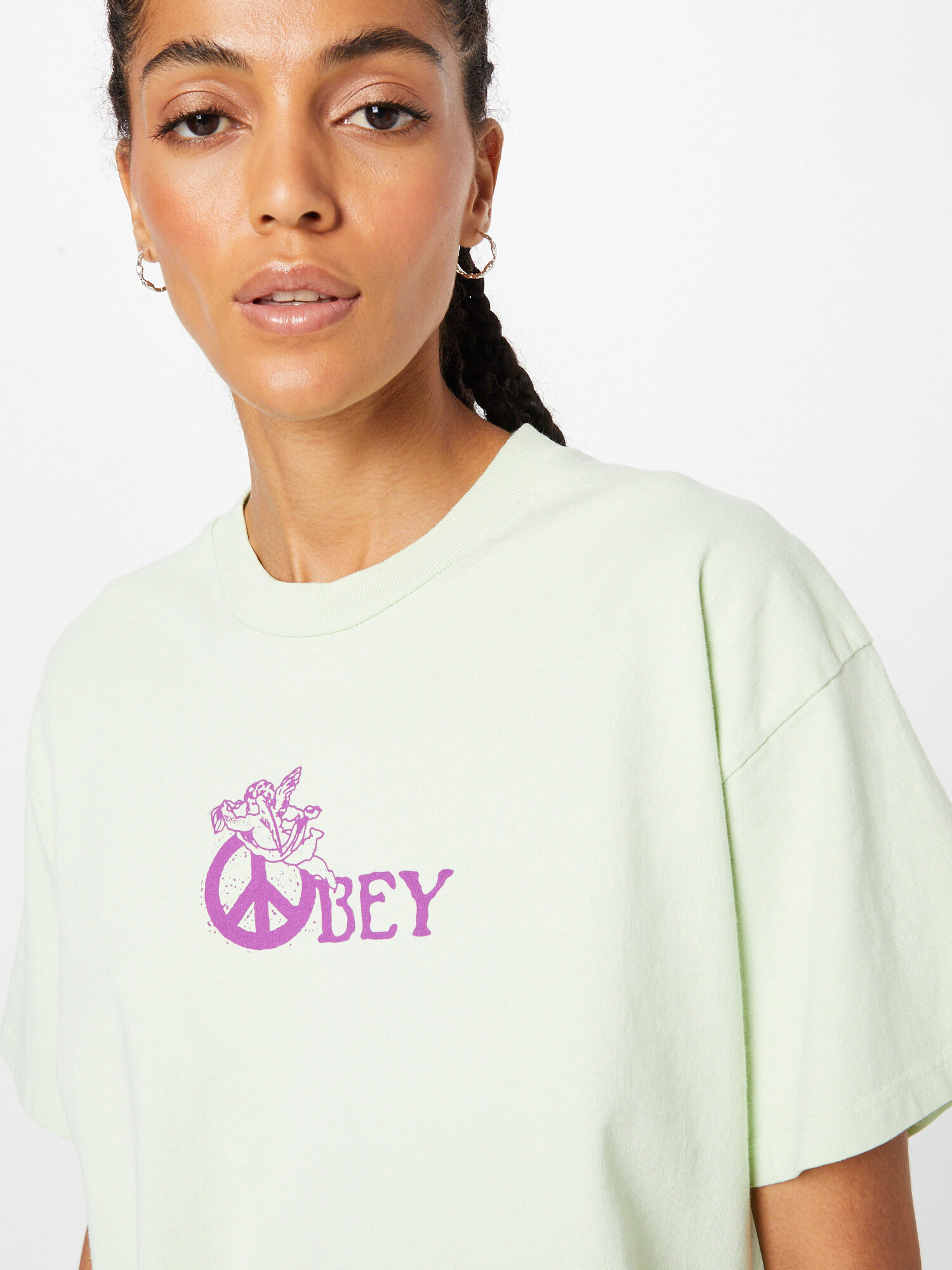 Obey Tricou verde deschis / lila - Pled.ro