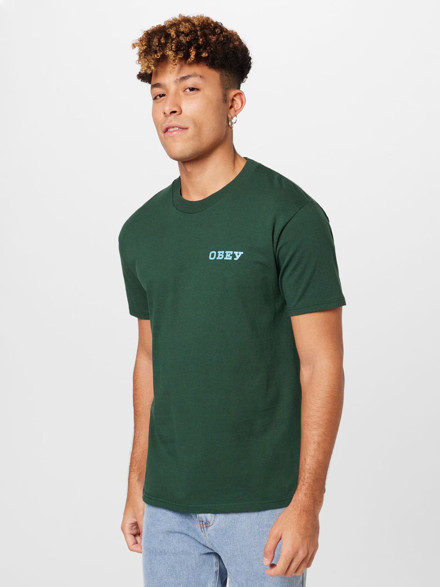 Obey Tricou verde închis - Pled.ro