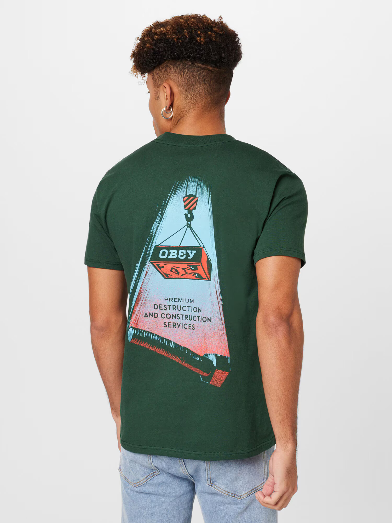 Obey Tricou verde închis - Pled.ro