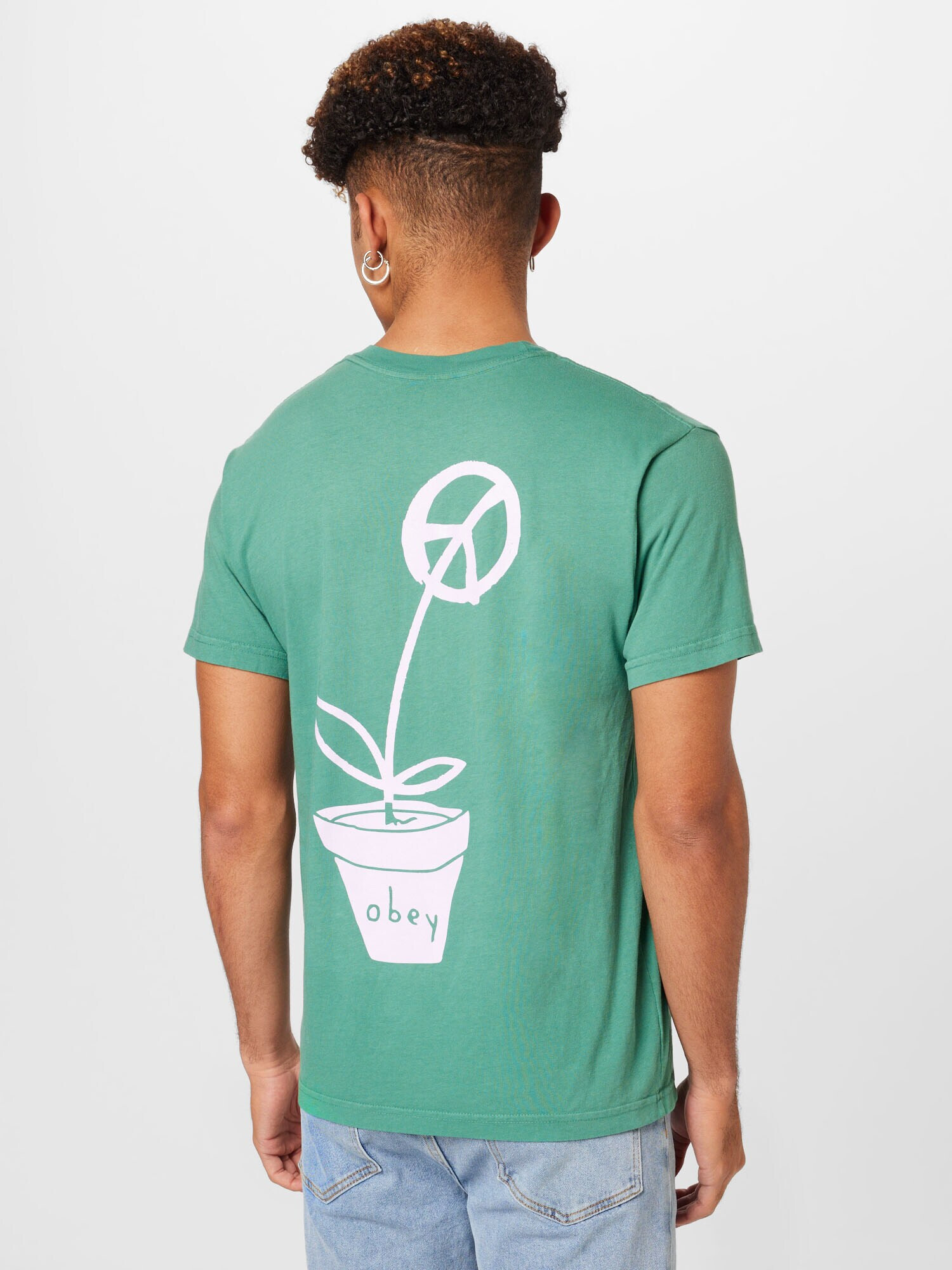 Obey Tricou verde jad / mov deschis - Pled.ro