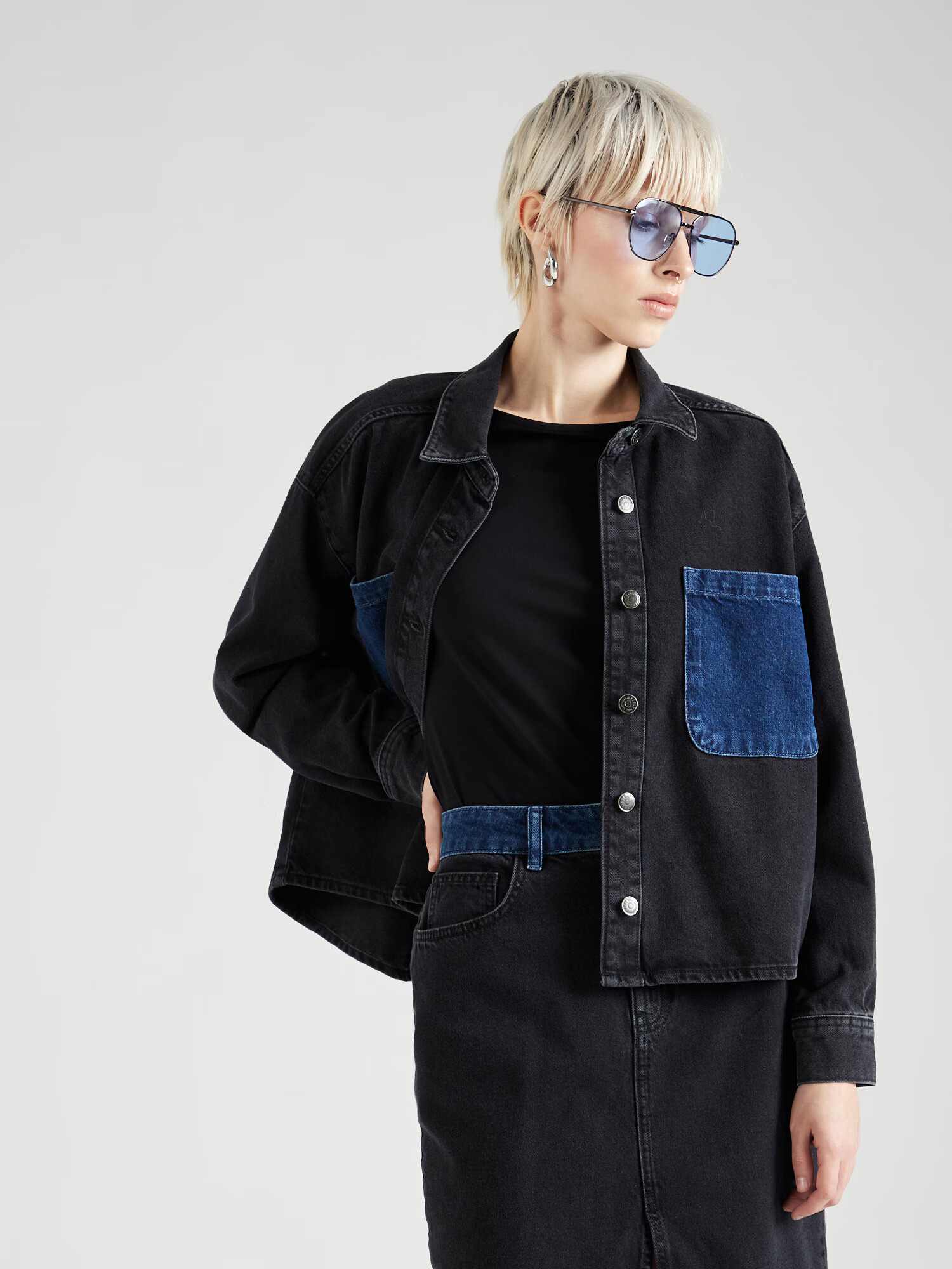 OBJECT Geacă de primăvară-toamnă 'BEATE' albastru denim / negru - Pled.ro