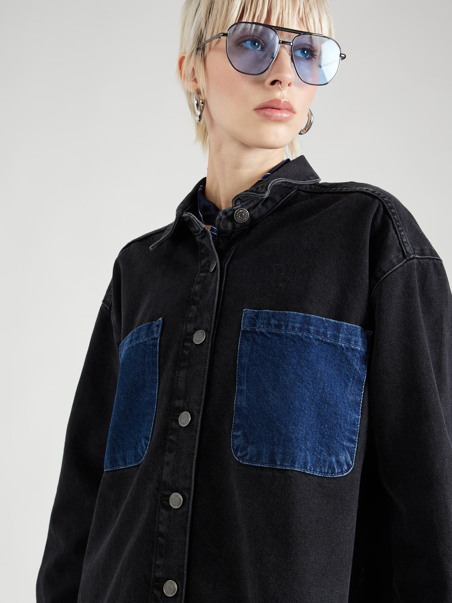 OBJECT Geacă de primăvară-toamnă 'BEATE' albastru denim / negru - Pled.ro