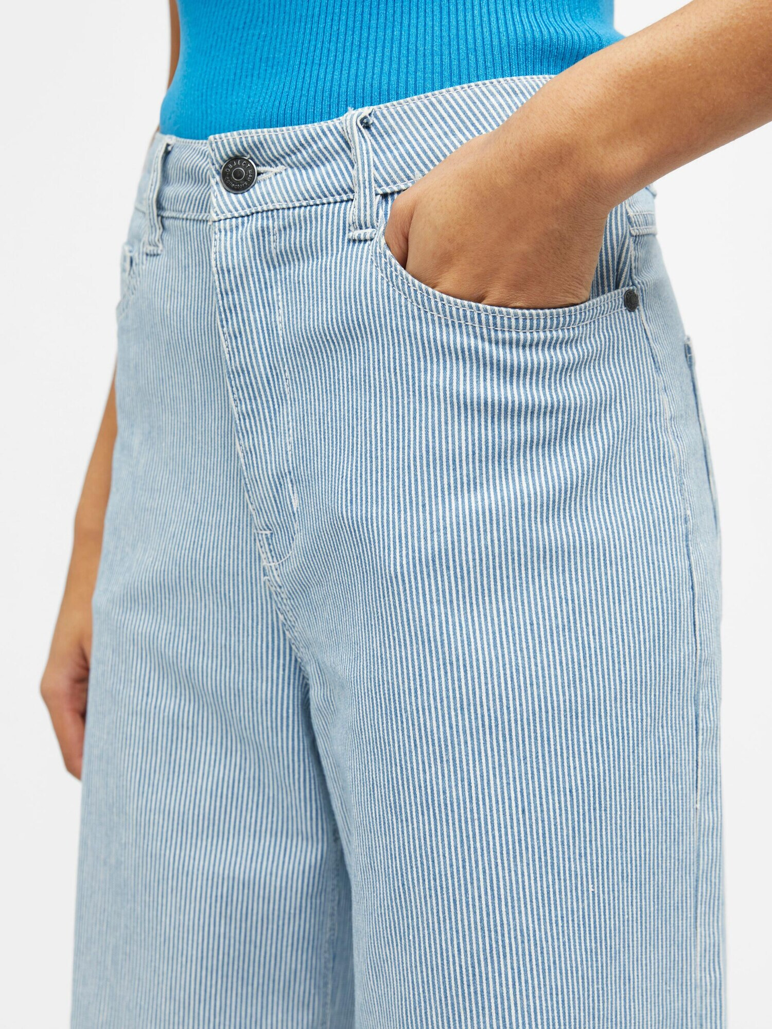 OBJECT Jeans albastru denim / alb denim - Pled.ro