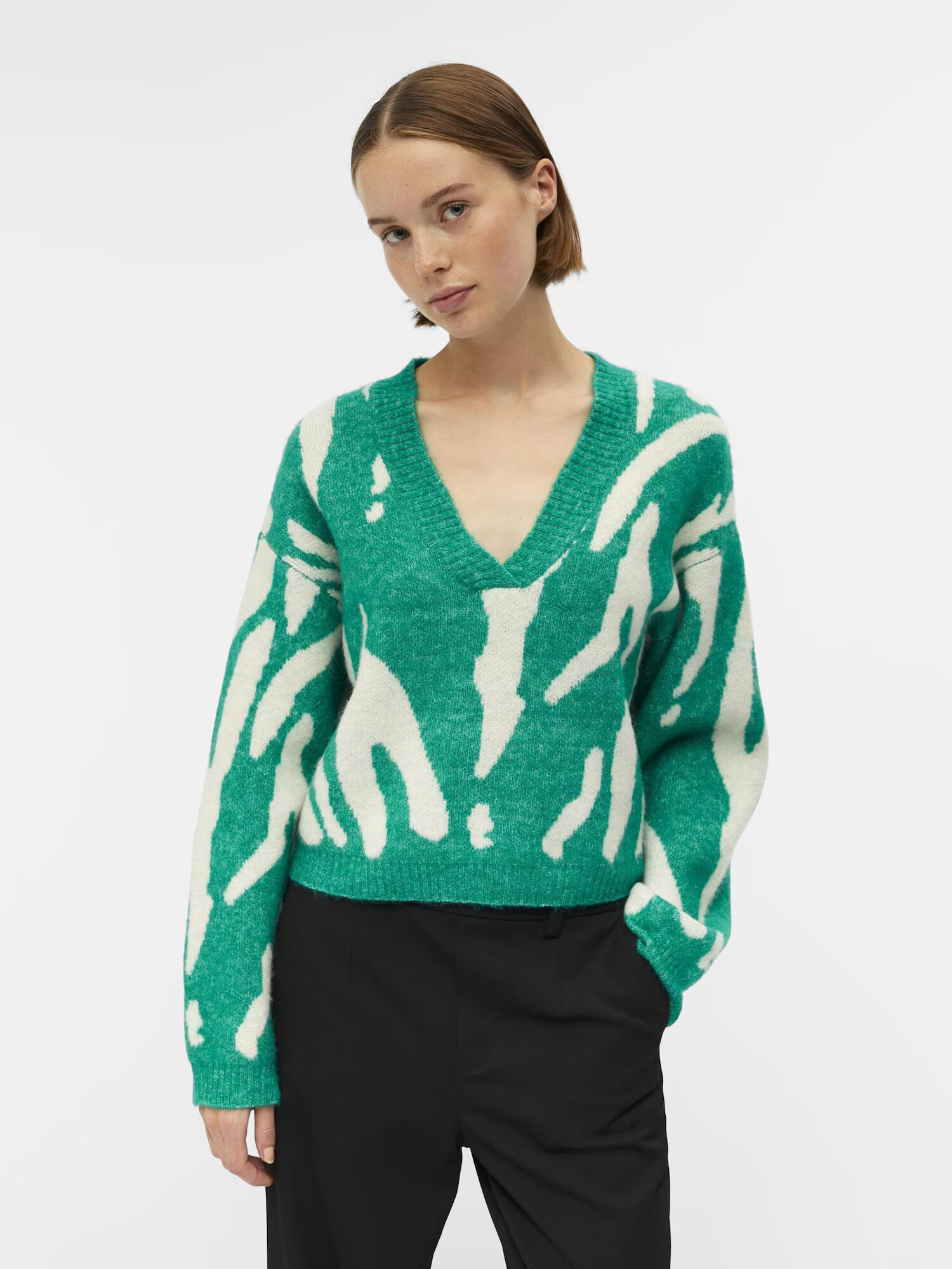 OBJECT Pulover 'LESLIE' crem / verde jad - Pled.ro