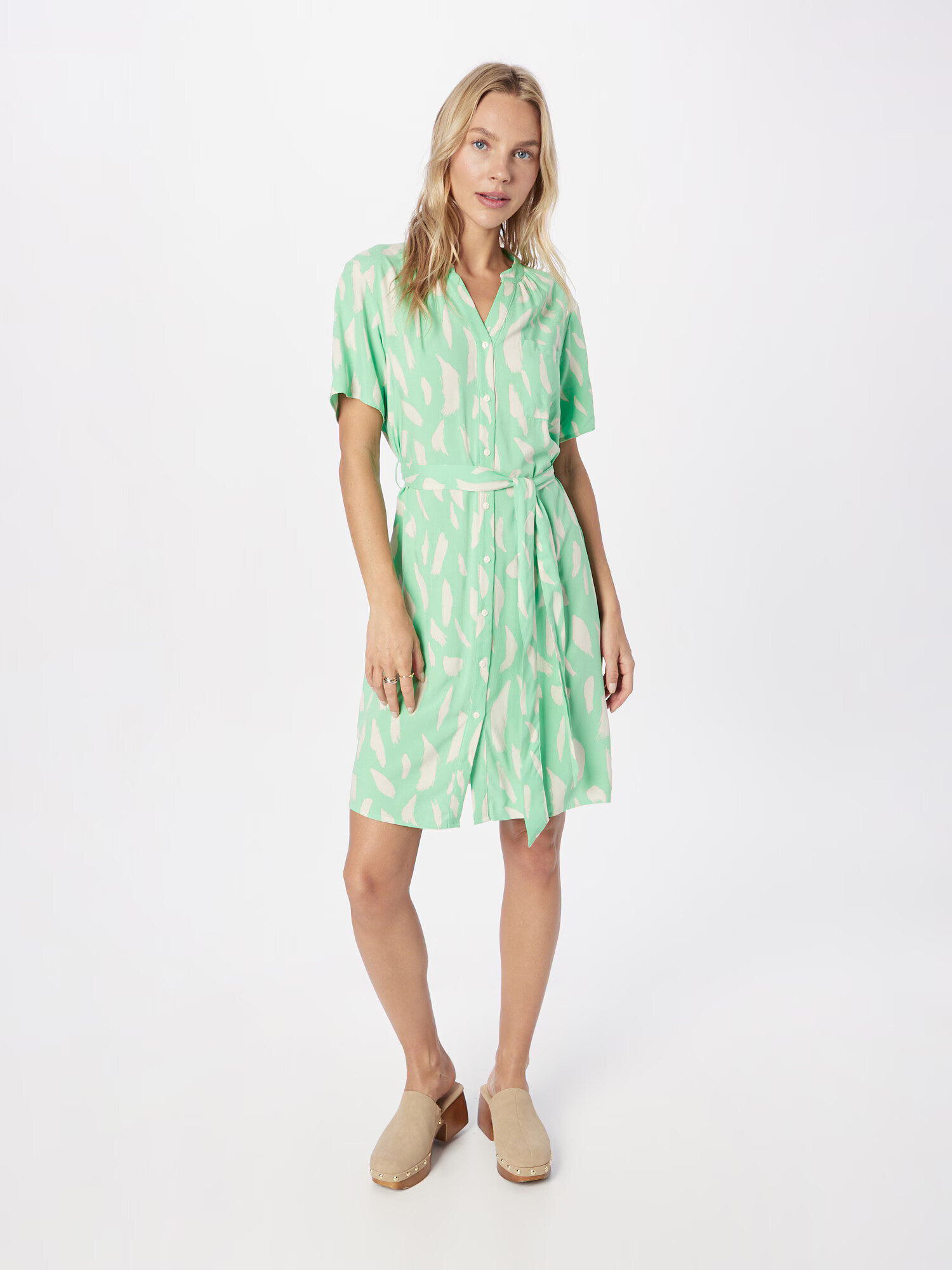 OBJECT Rochie tip bluză 'EMA ELISE' bej / verde - Pled.ro