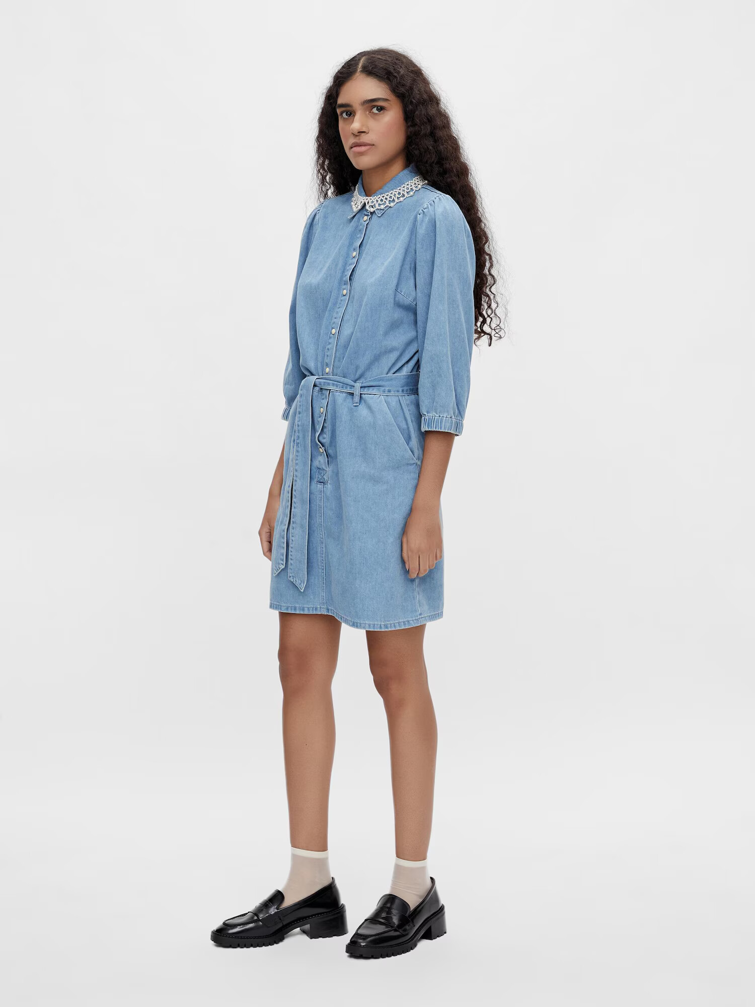 OBJECT Rochie tip bluză 'Norma' albastru denim - Pled.ro