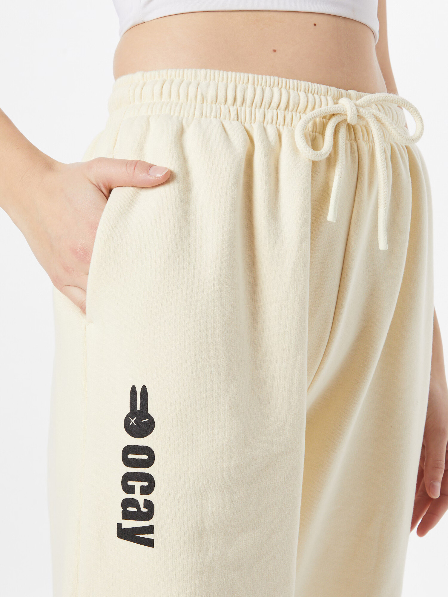 Ocay Pantaloni 'Cuff' crem / negru - Pled.ro