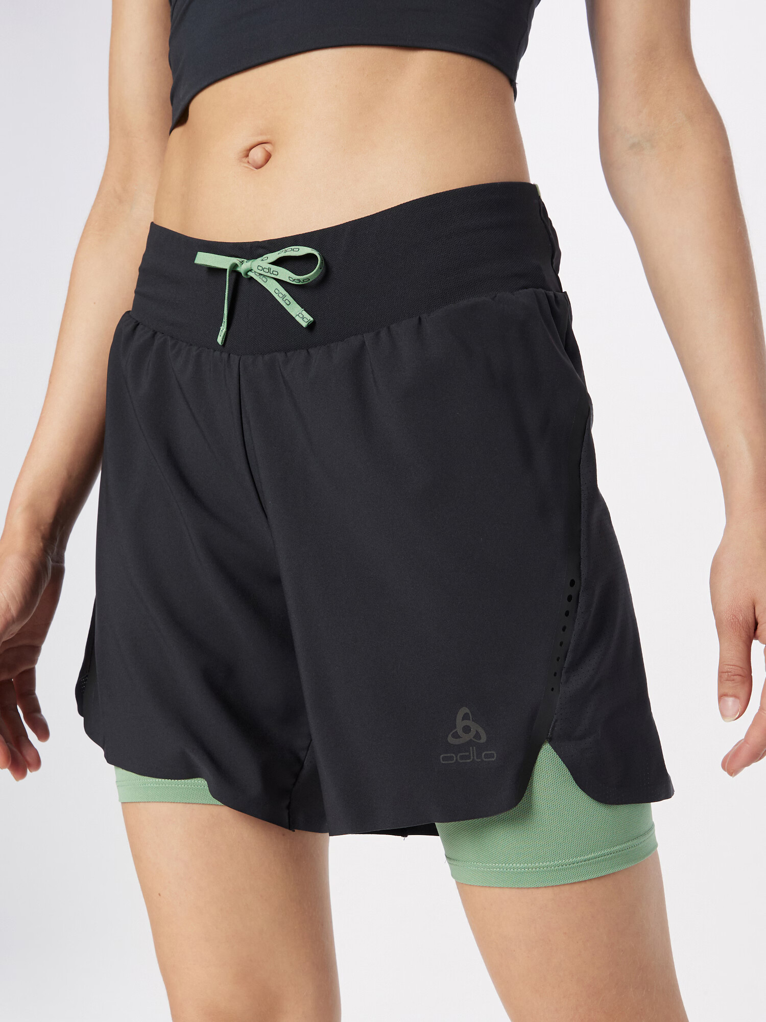 ODLO Pantaloni sport 'X-Alp' gri / verde pastel / negru - Pled.ro