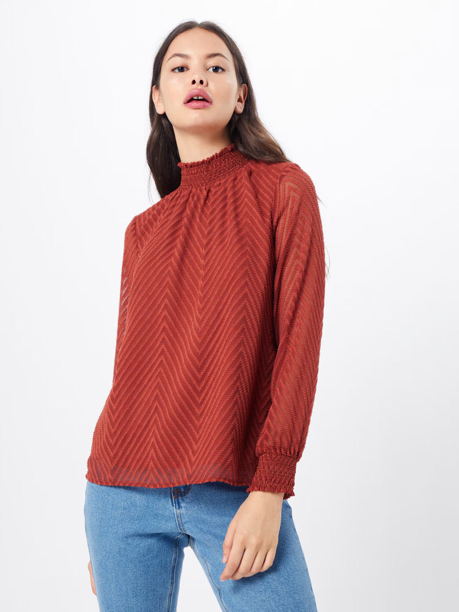 ONLY Bluză 'ONLNEW KAYLA L/S TOP WVN' roșu vin - Pled.ro