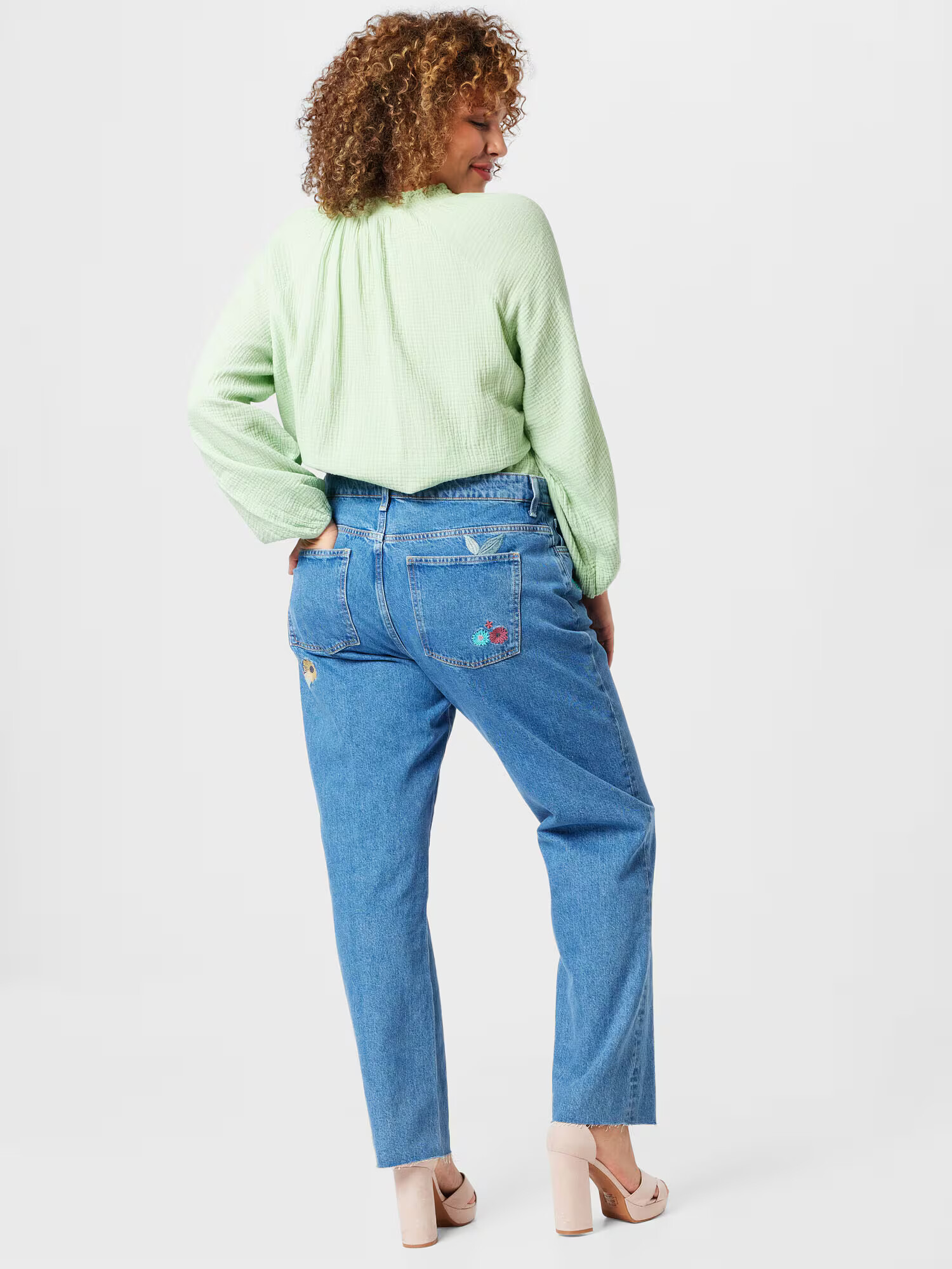 ONLY Carmakoma Jeans 'Fine' albastru / galben / verde / portocaliu somon - Pled.ro