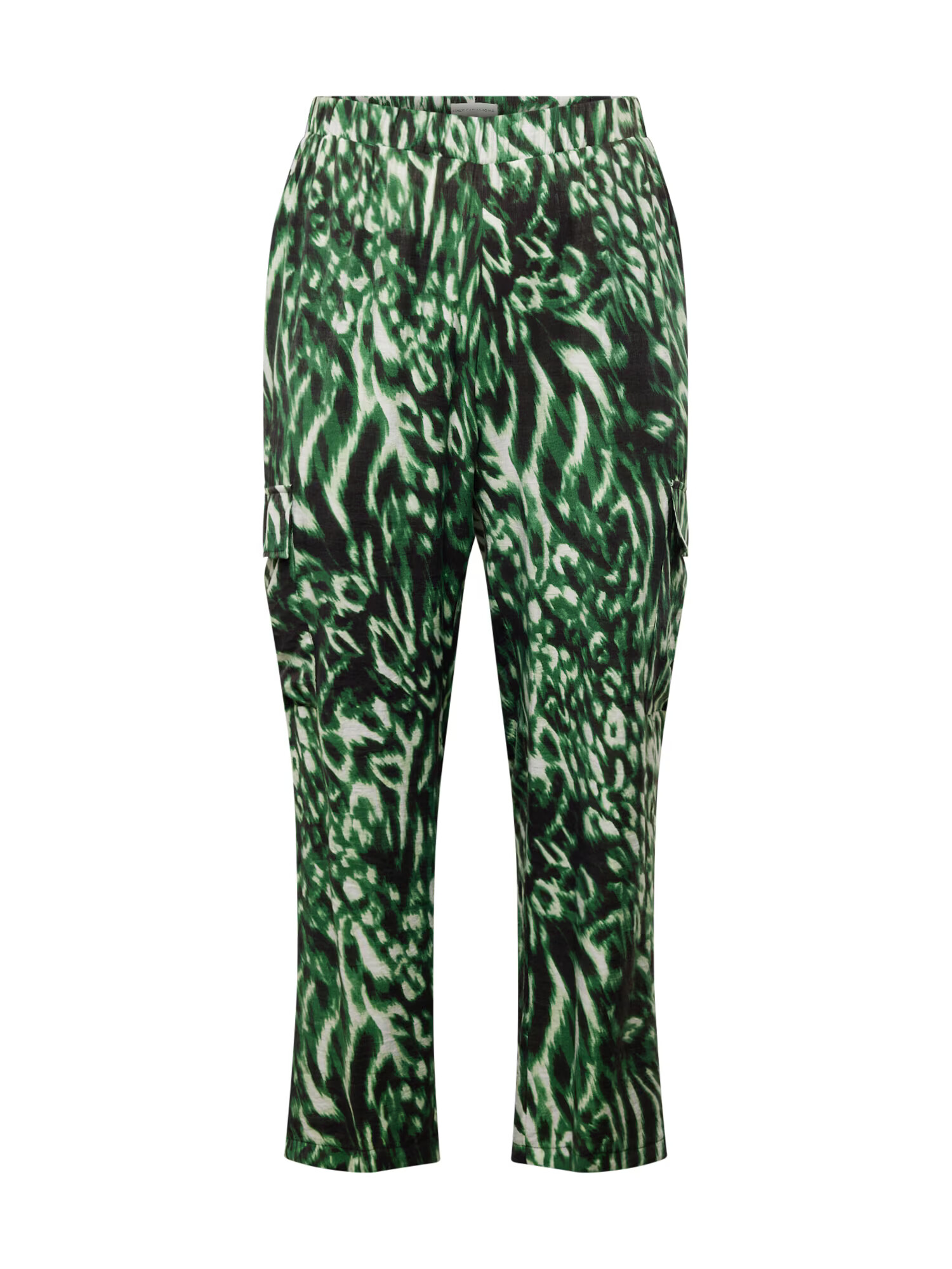 ONLY Carmakoma Pantaloni cu buzunare 'JADA' verde închis / negru / alb coajă de ou - Pled.ro