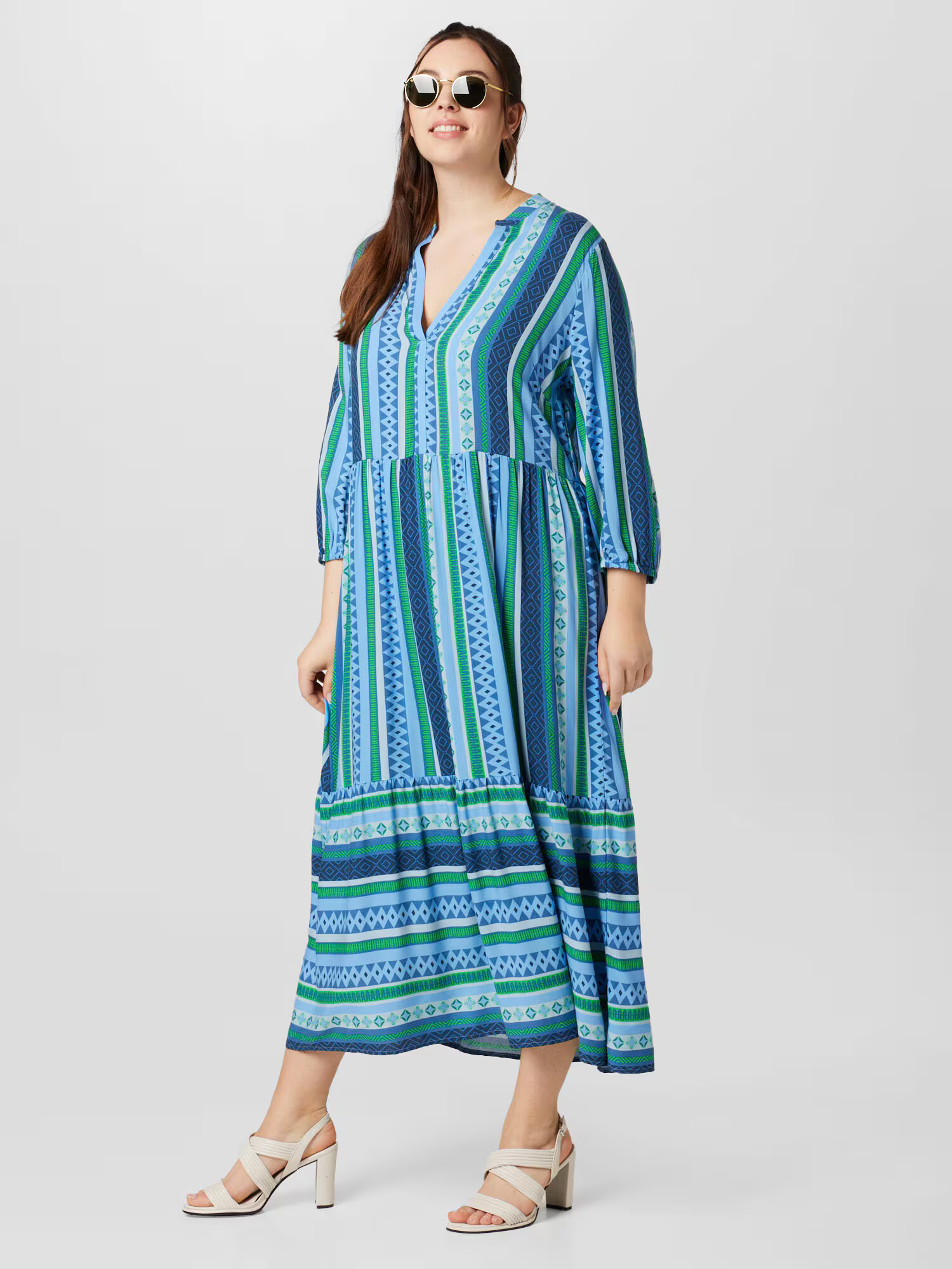 ONLY Carmakoma Rochie 'Marrakesh' bleumarin / albastru deschis / verde / alb - Pled.ro