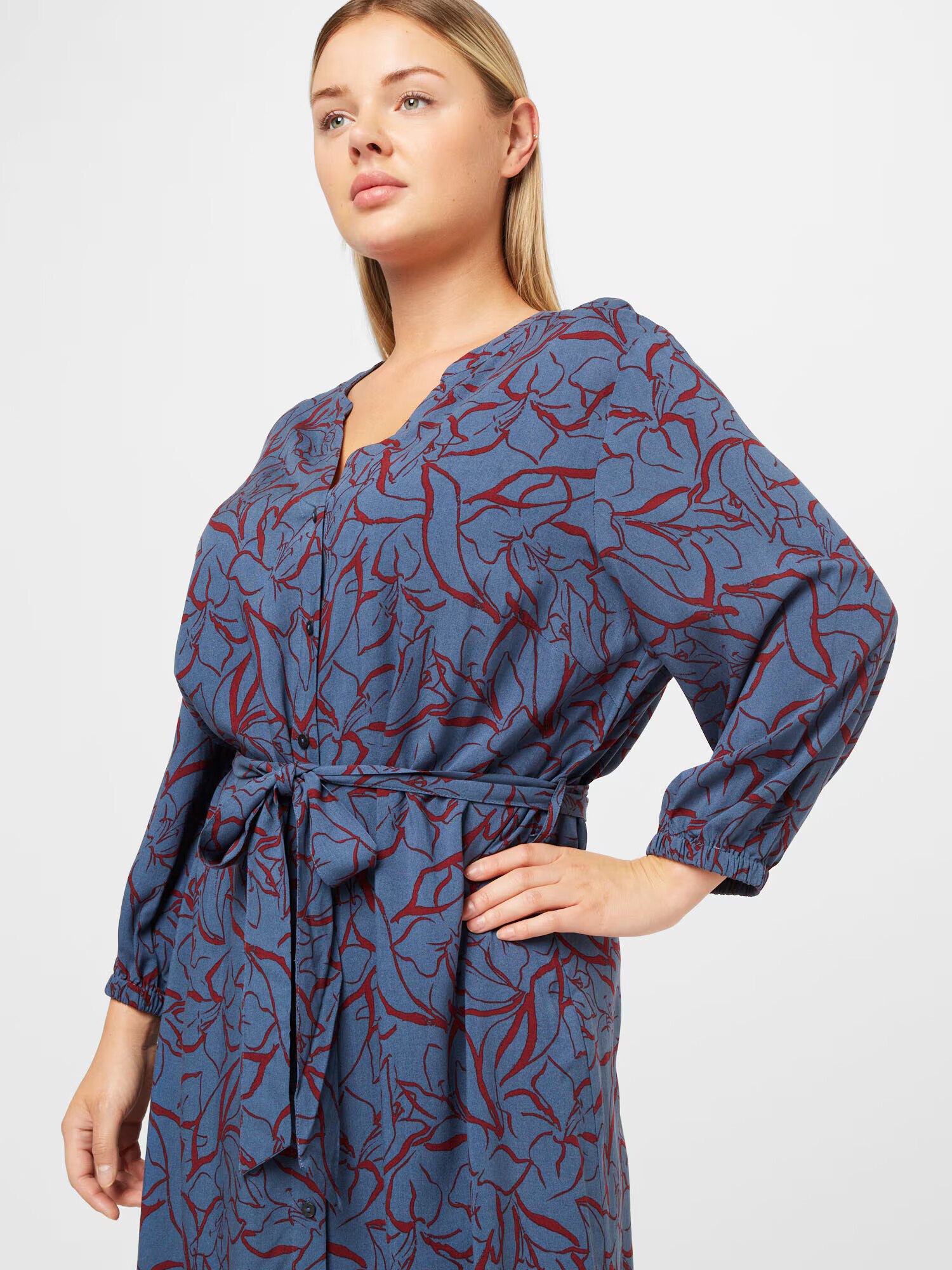 ONLY Carmakoma Rochie tip bluză 'NOVA BECH' indigo / roșu bordeaux - Pled.ro