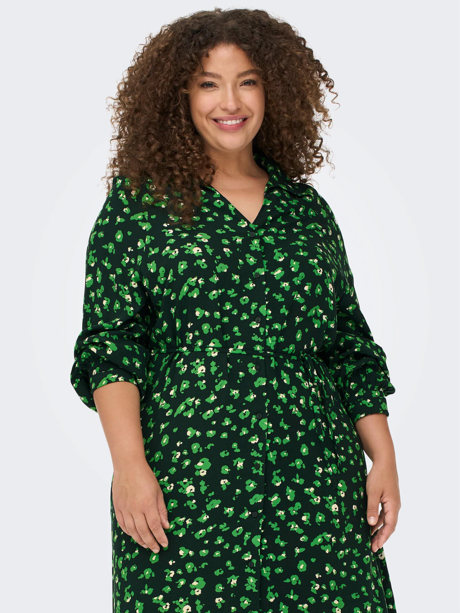 ONLY Carmakoma Rochie tip bluză verde pin / verde deschis / alb - Pled.ro