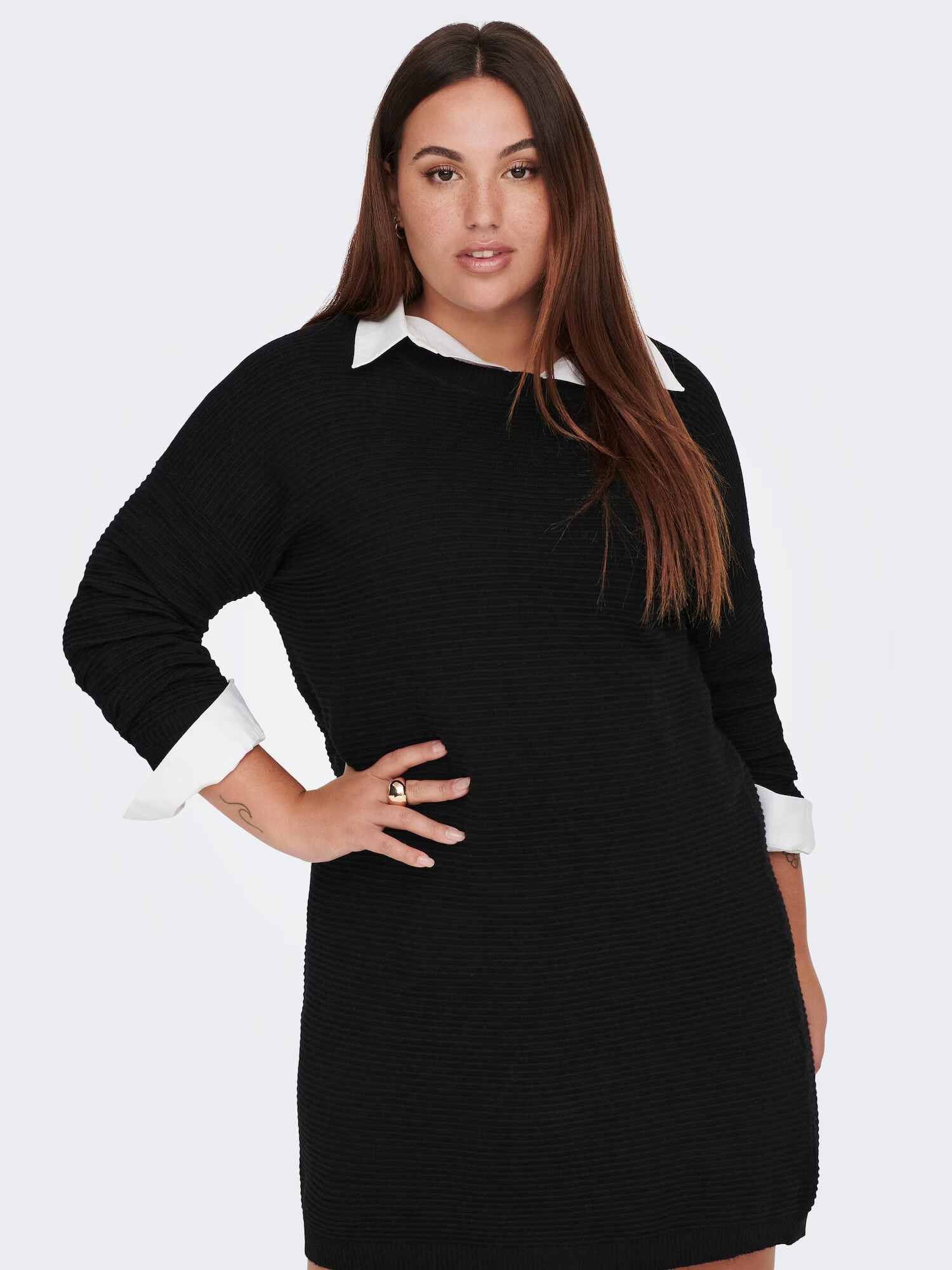 ONLY Carmakoma Rochie tricotat negru - Pled.ro