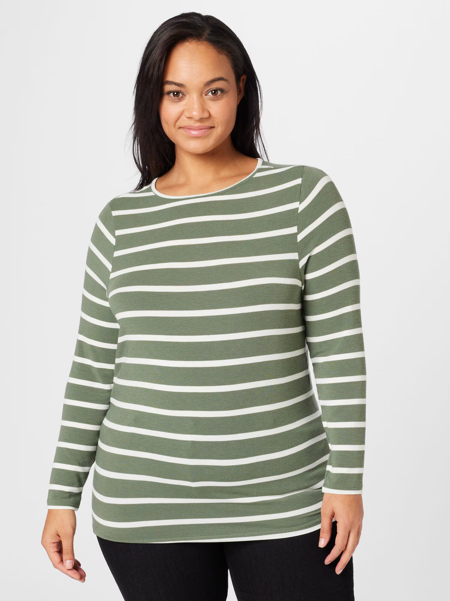 ONLY Carmakoma Tricou 'CARELKE' verde deschis / alb - Pled.ro