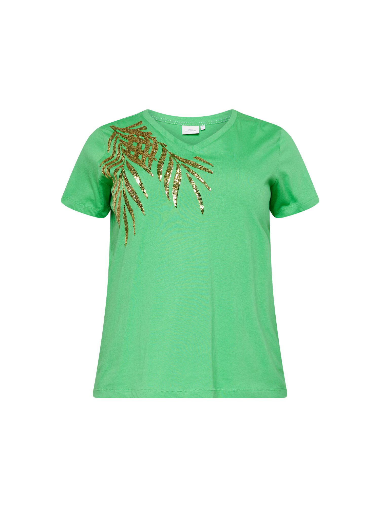 ONLY Carmakoma Tricou 'KITA' galben auriu / verde limetă - Pled.ro