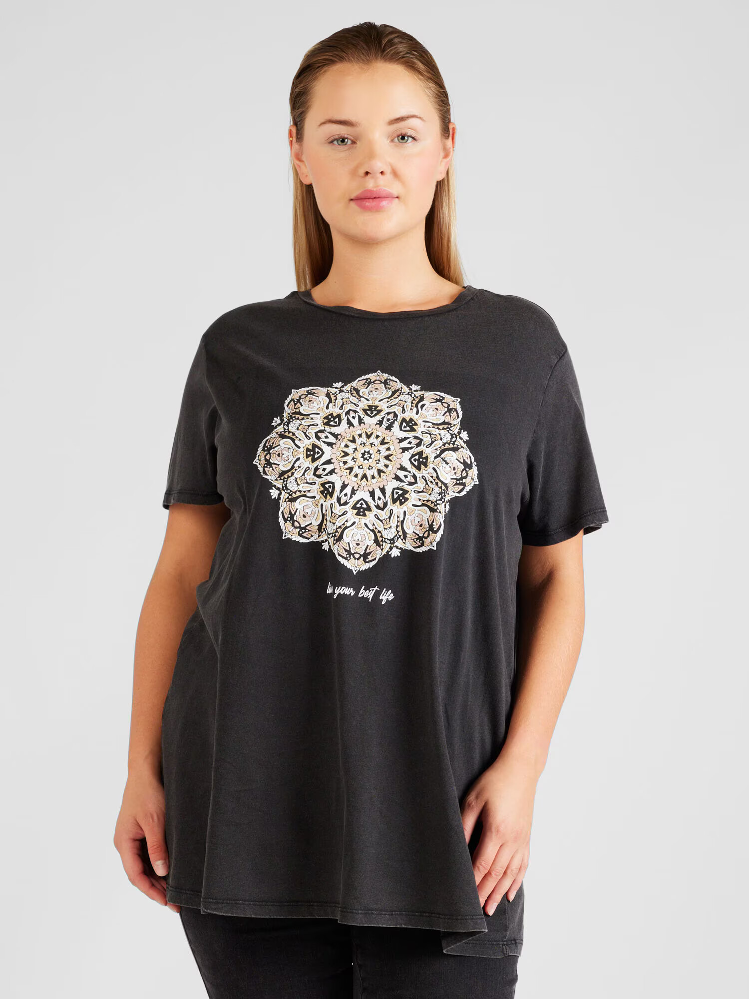 ONLY Carmakoma Tricou 'MIKO AZTEC' bej / crem / negru / alb - Pled.ro