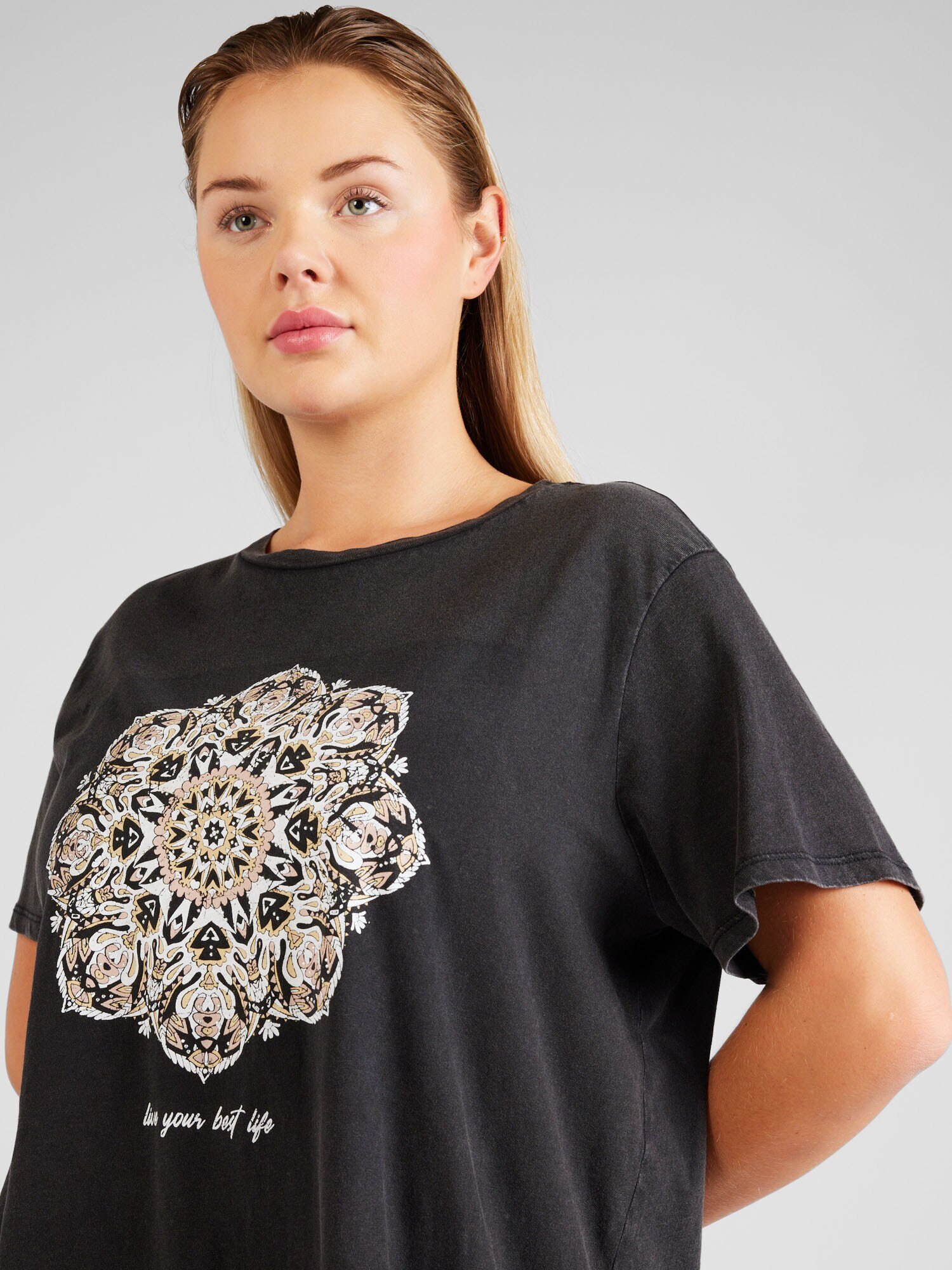 ONLY Carmakoma Tricou 'MIKO AZTEC' bej / crem / negru / alb - Pled.ro