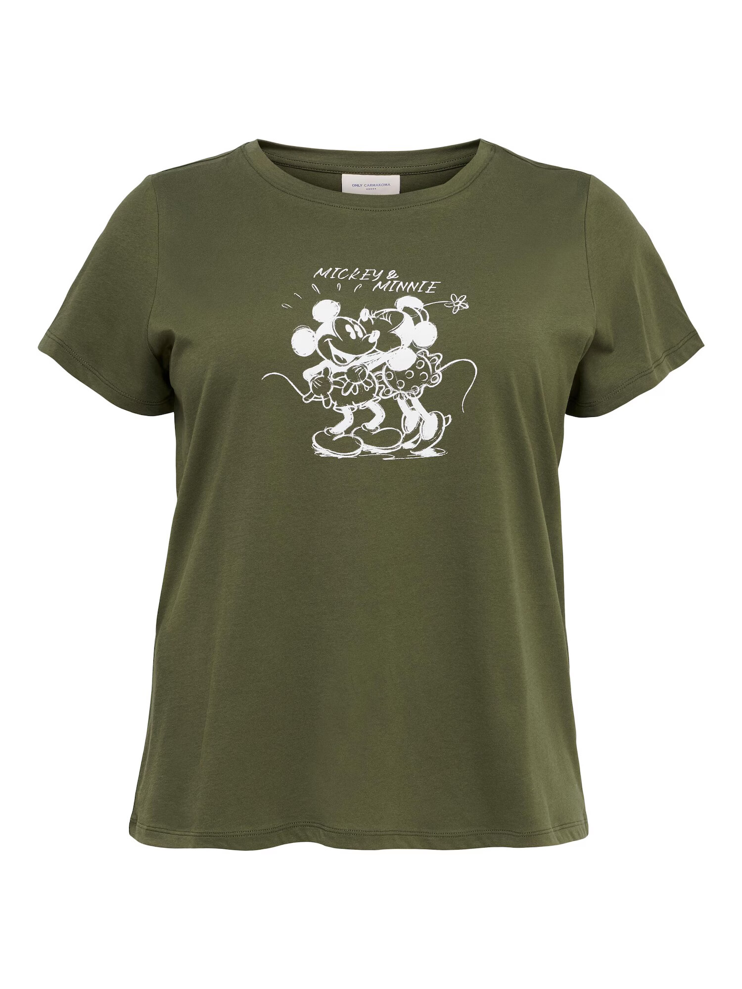 ONLY Carmakoma Tricou 'Minnie And Mickey' verde / alb - Pled.ro