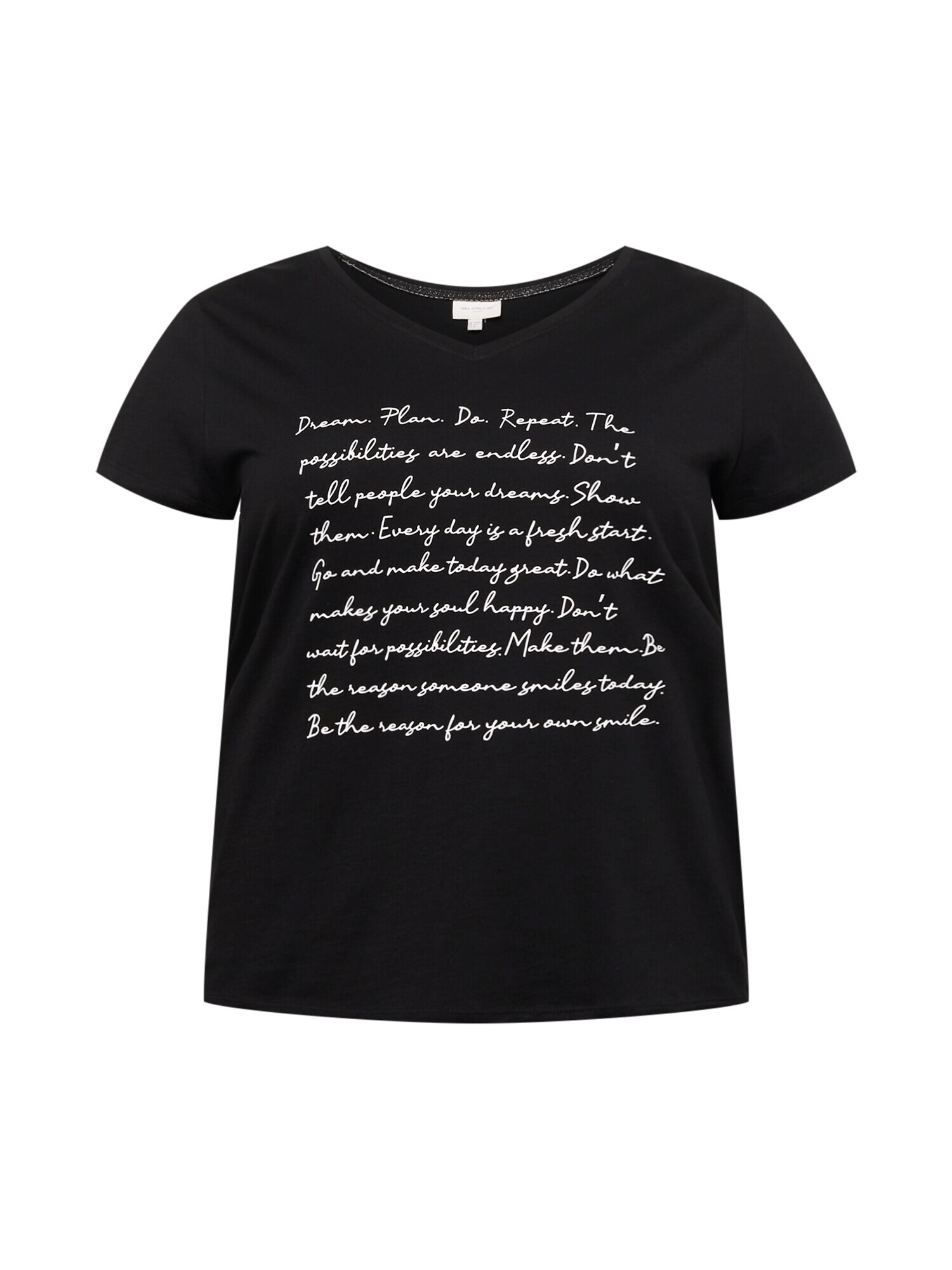 ONLY Carmakoma Tricou 'NOVELLA' negru / alb - Pled.ro