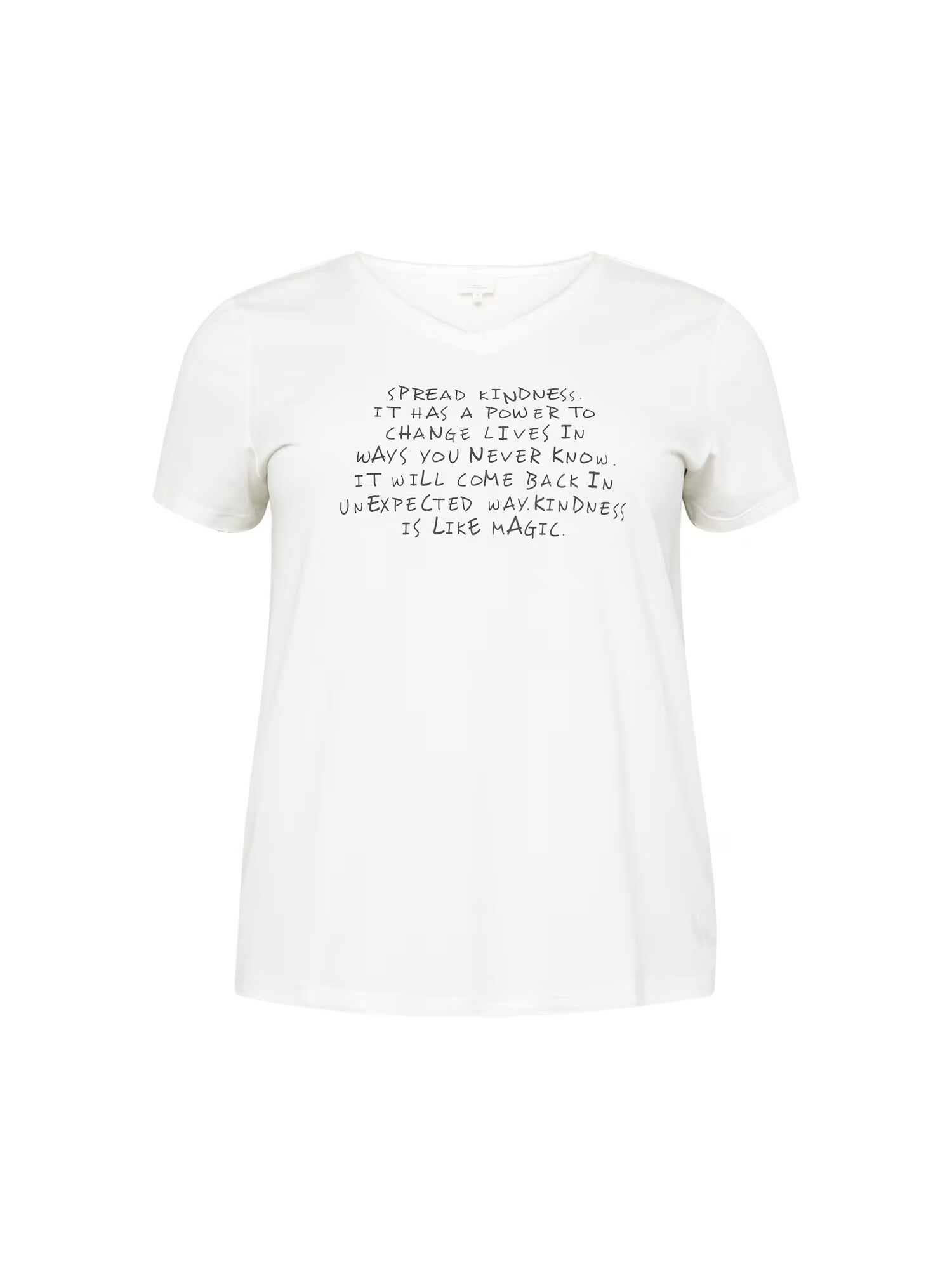 ONLY Carmakoma Tricou 'QUOTE' negru / alb - Pled.ro