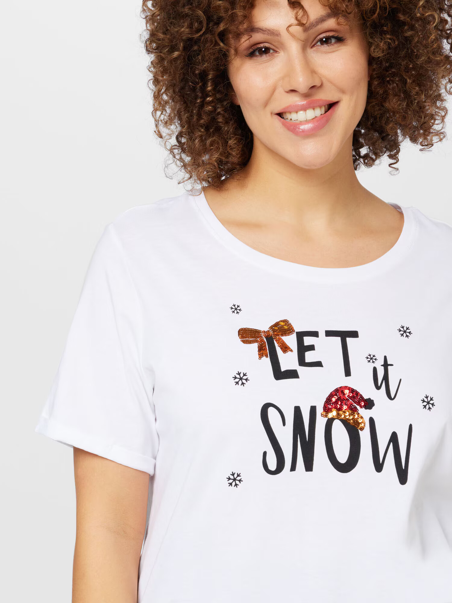 ONLY Carmakoma Tricou 'SNOW' portocaliu / roșu / negru / alb - Pled.ro