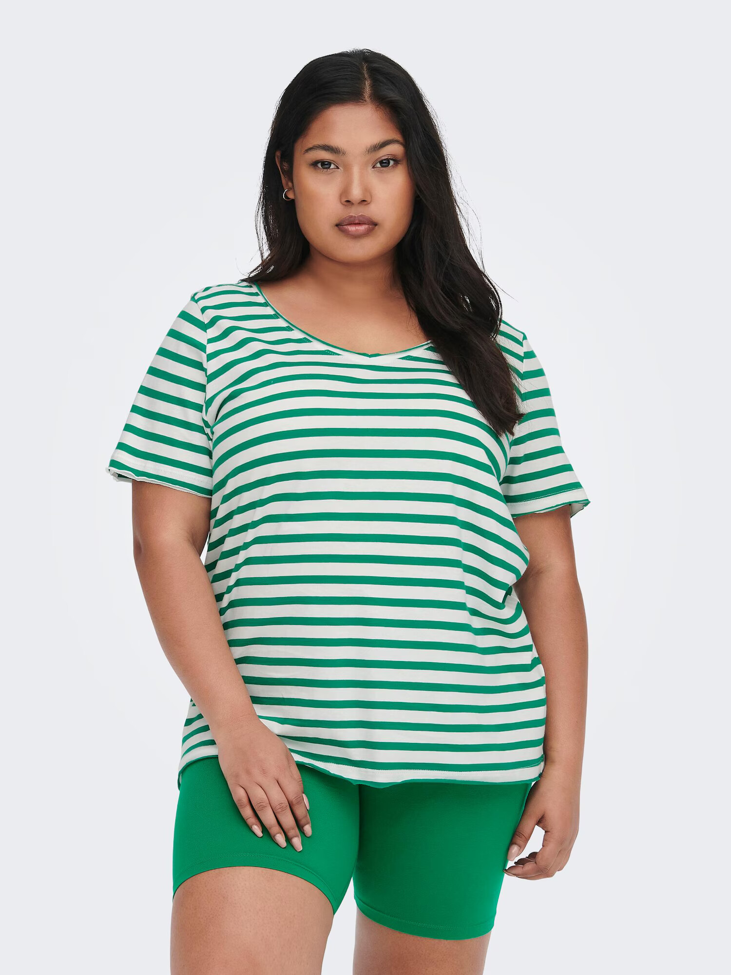 ONLY Carmakoma Tricou verde / alb - Pled.ro