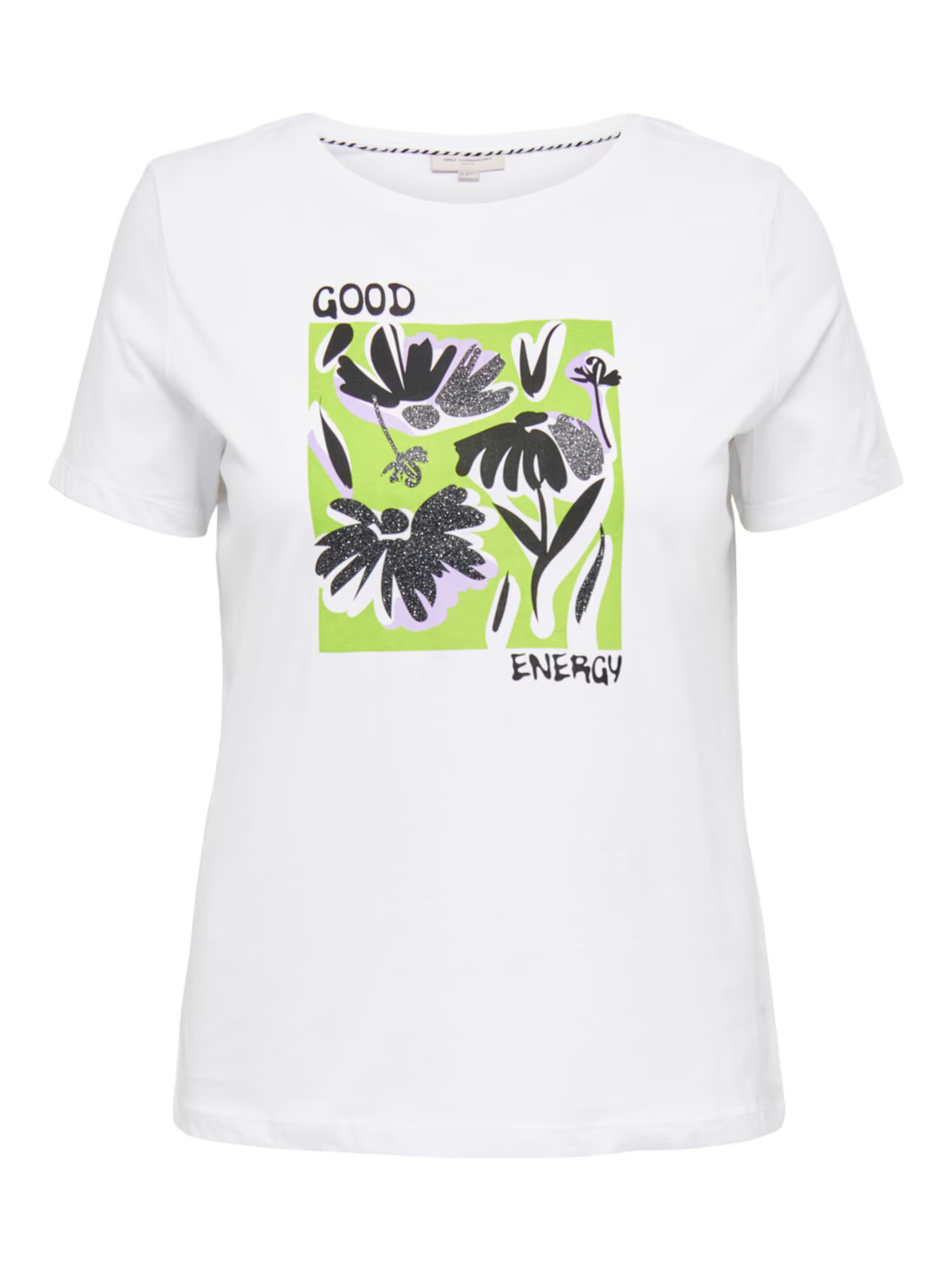 ONLY Carmakoma Tricou verde deschis / negru / argintiu / alb - Pled.ro