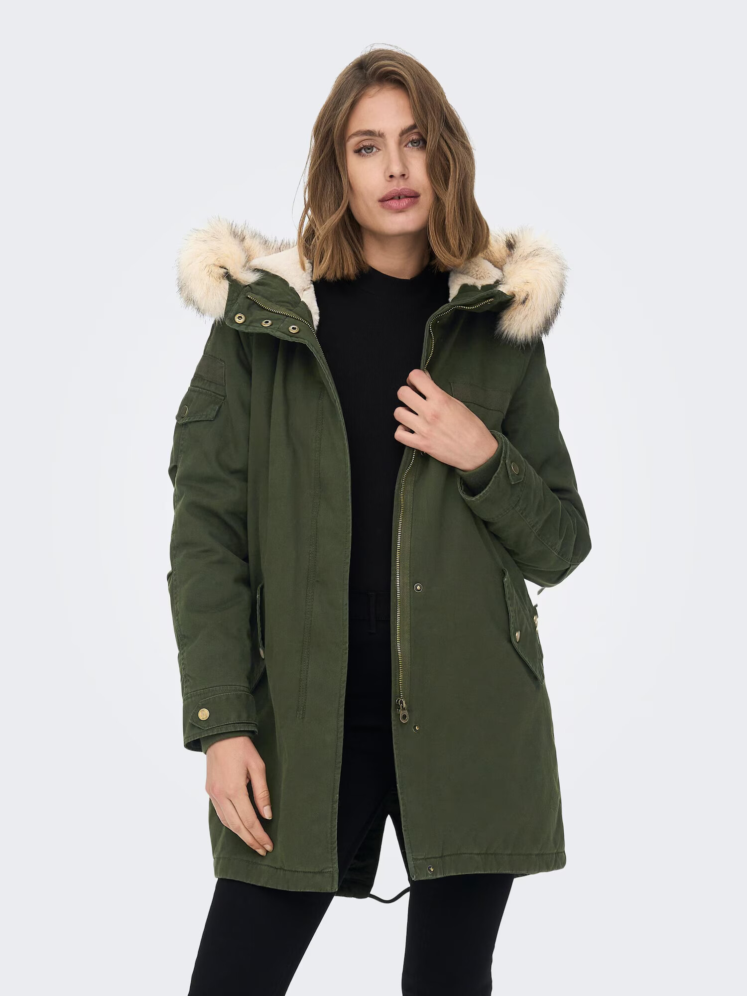 ONLY Parka de primăvară-toamnă 'May' maro deschis / verde închis - Pled.ro