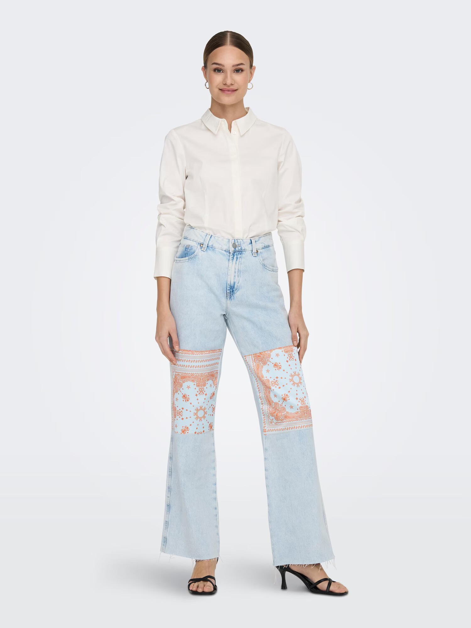 ONLY Jeans 'Camille' albastru deschis / portocaliu - Pled.ro