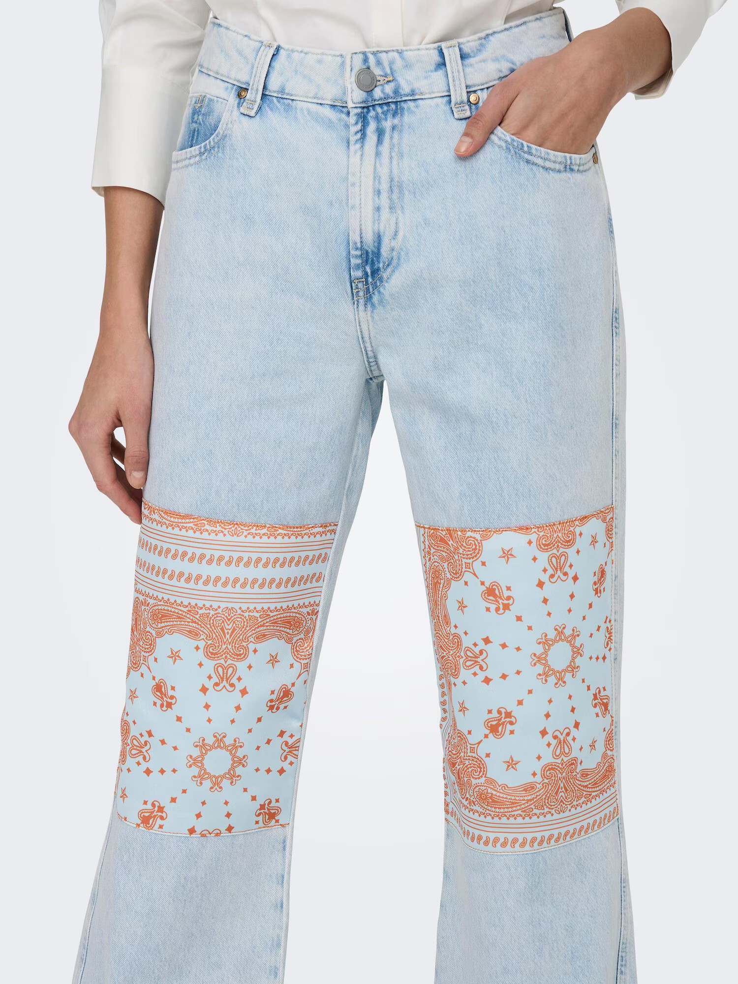 ONLY Jeans 'Camille' albastru deschis / portocaliu - Pled.ro