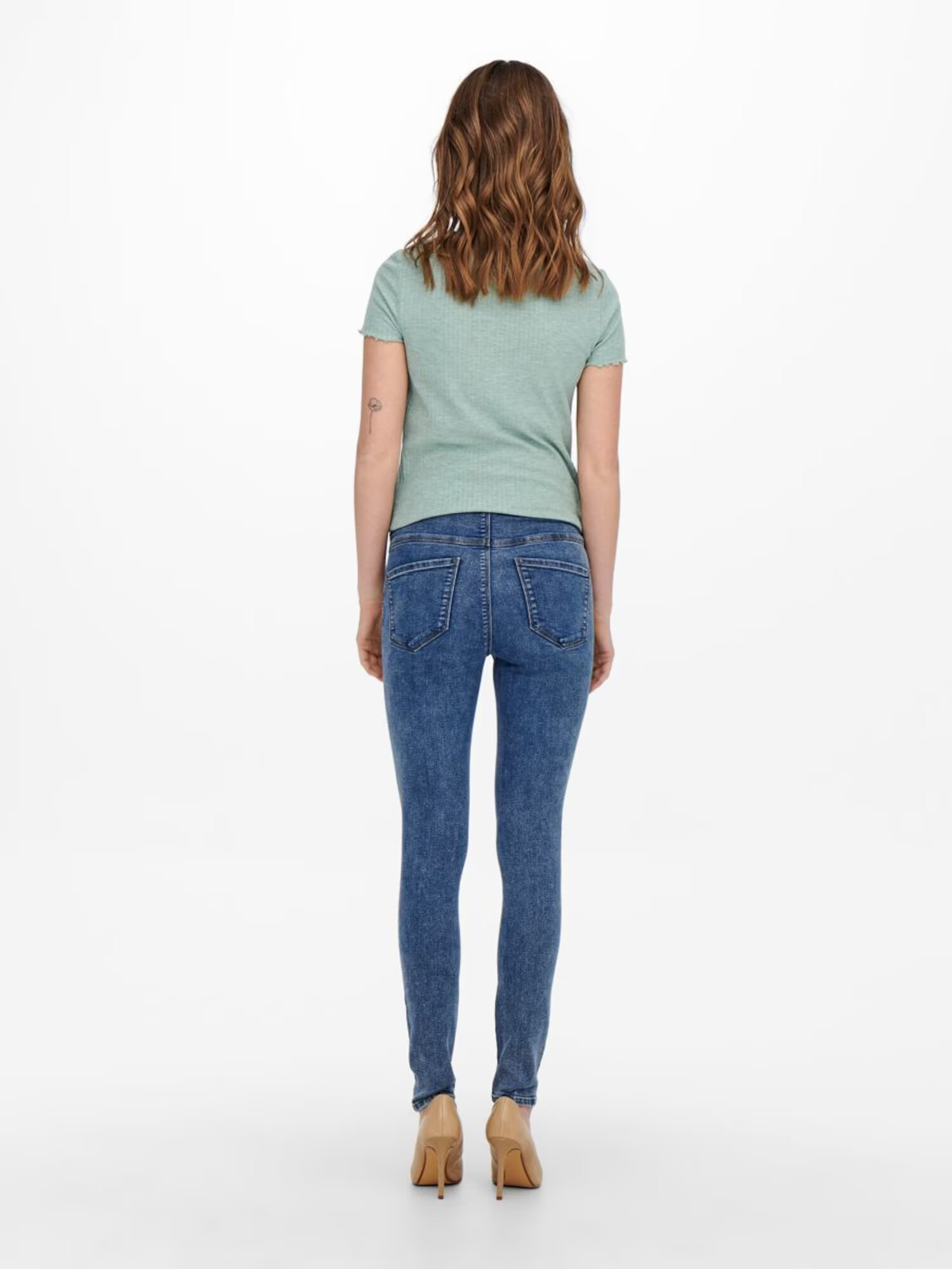 Only Maternity Jeggings 'Rain' albastru denim / alb - Pled.ro