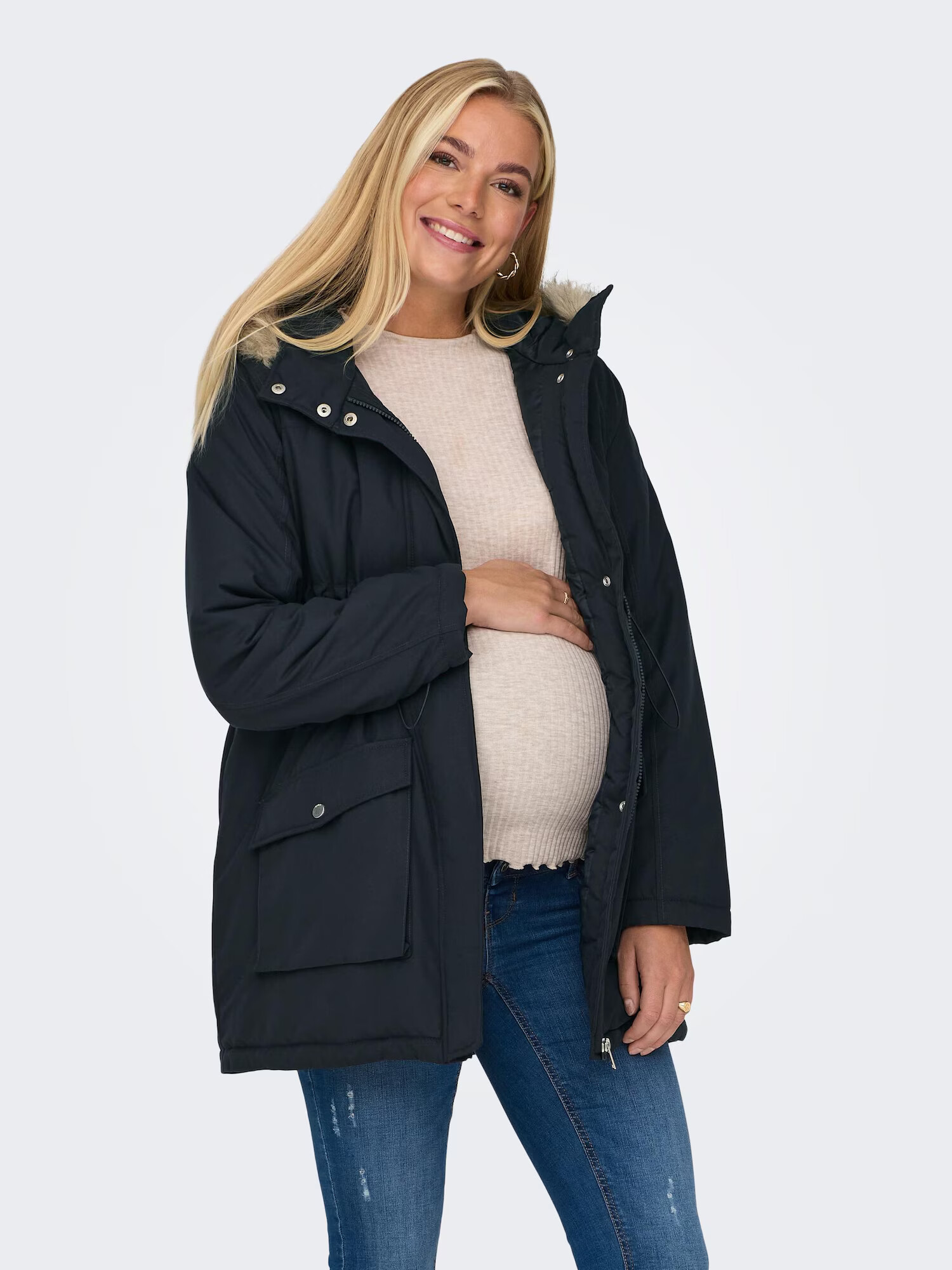 Only Maternity Parka de iarnă 'Lucia' bej amestecat / albastru marin - Pled.ro