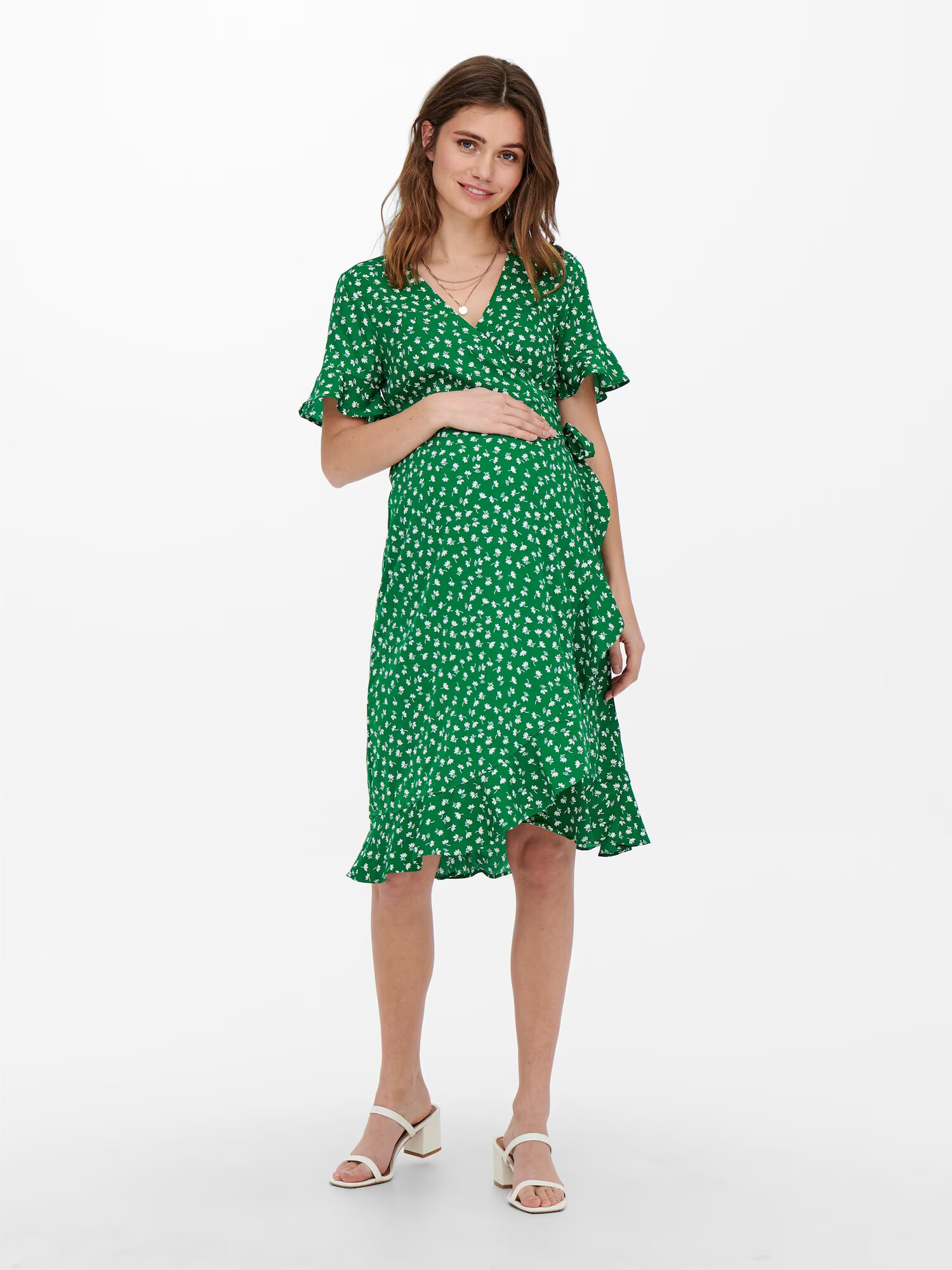 Only Maternity Rochie 'Olivia' verde / alb - Pled.ro