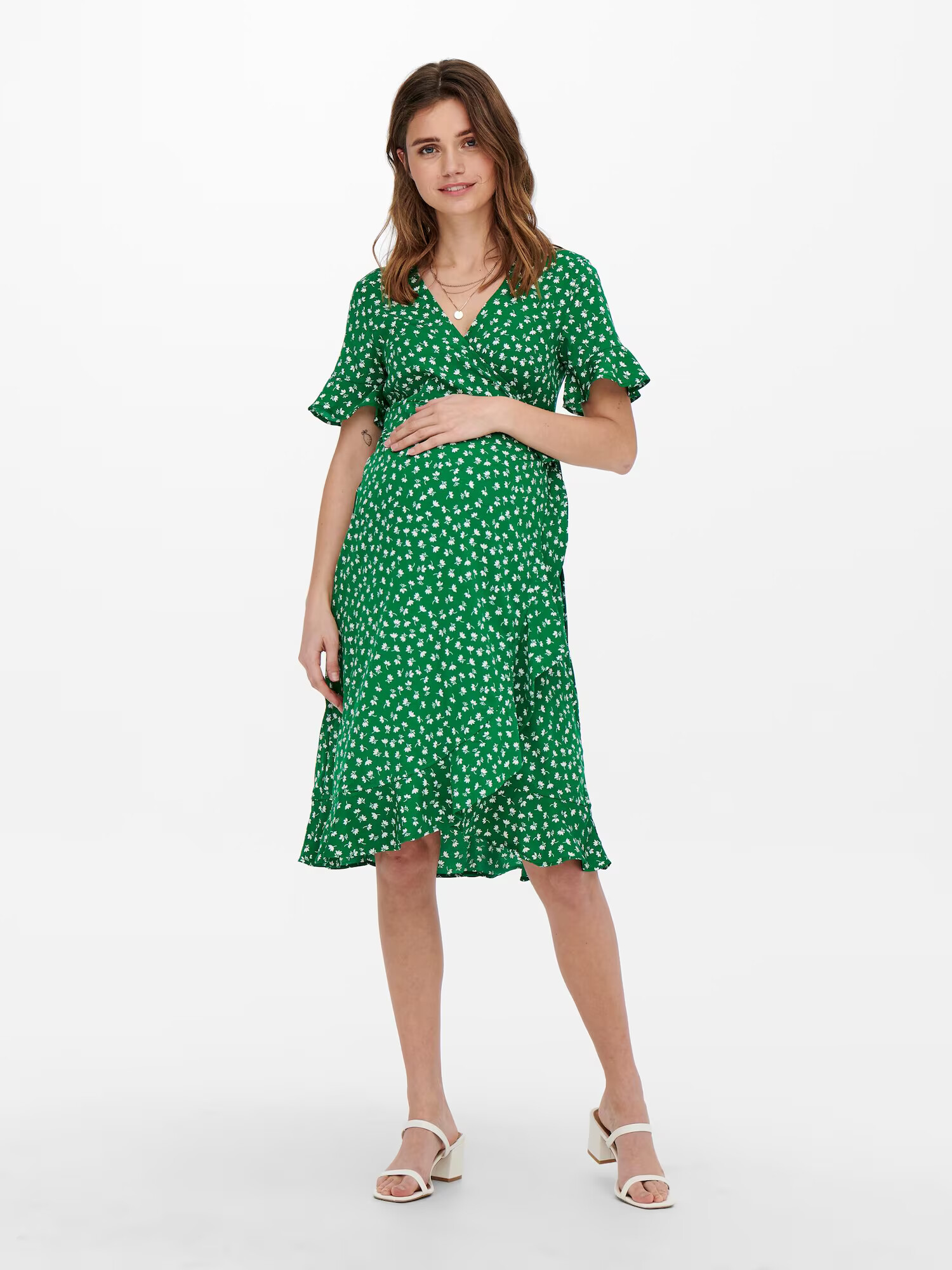 Only Maternity Rochie 'Olivia' verde / alb - Pled.ro