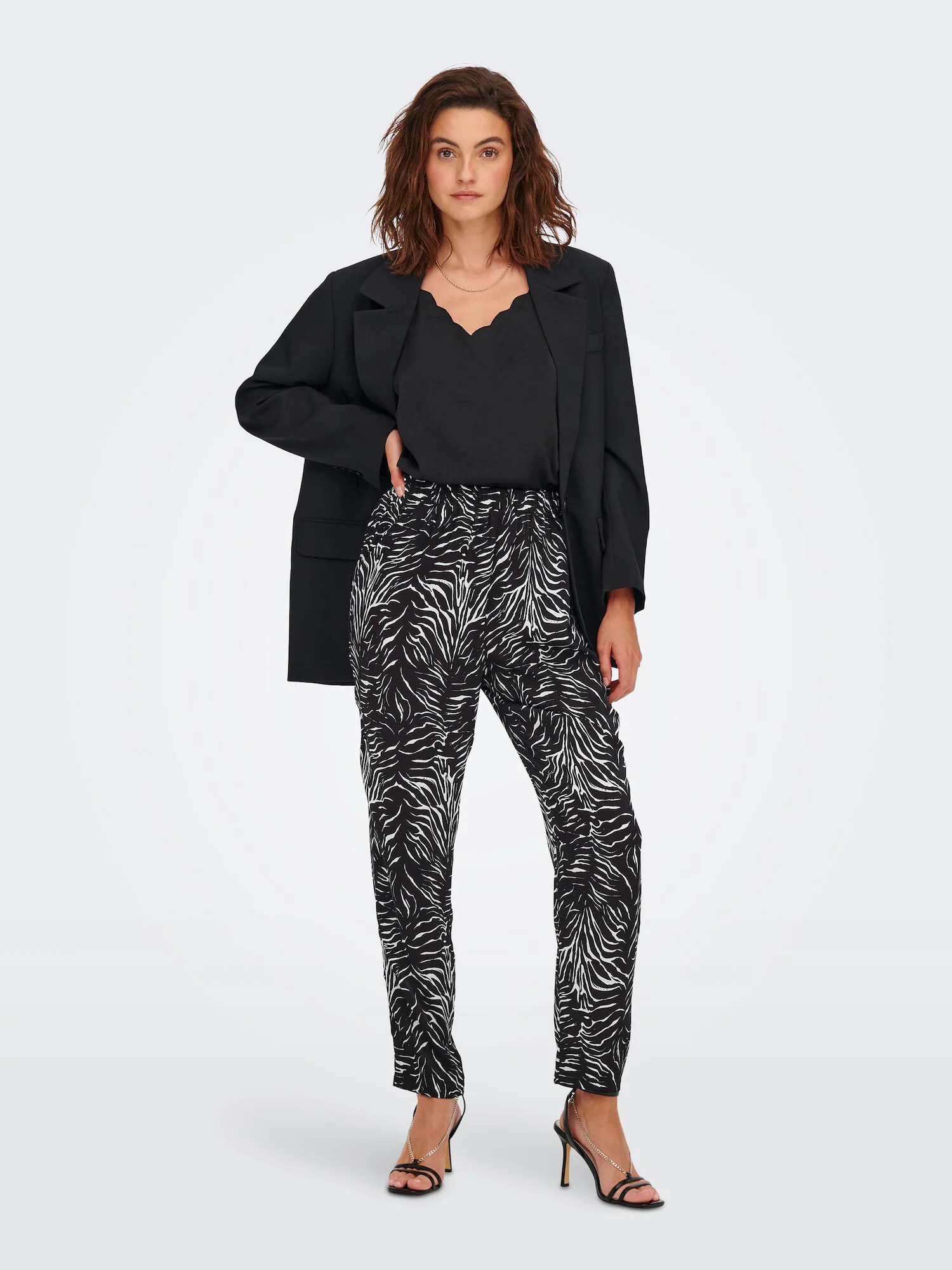 ONLY Pantaloni 'Mille' negru / alb - Pled.ro