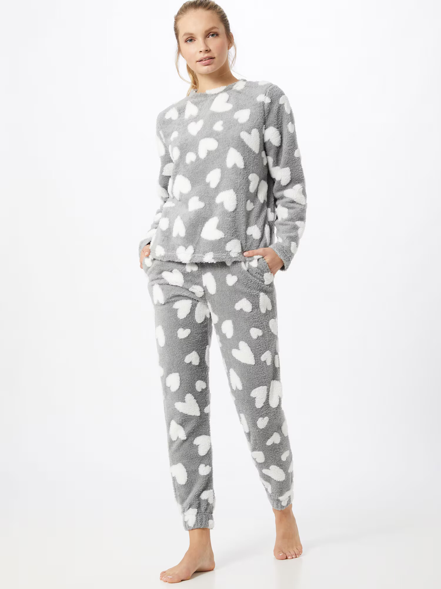 ONLY Pijama 'ONLCAYA' gri deschis / alb - Pled.ro