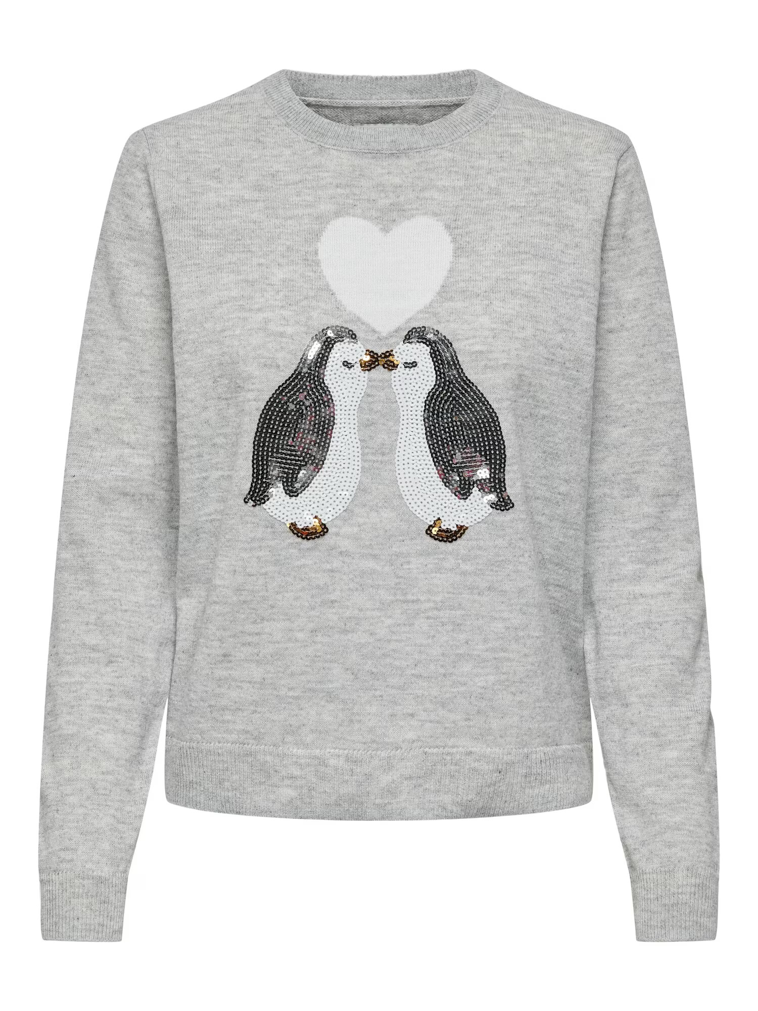 ONLY Pulover 'XMAS PENGUIN LOVE' auriu / gri deschis / negru / alb - Pled.ro